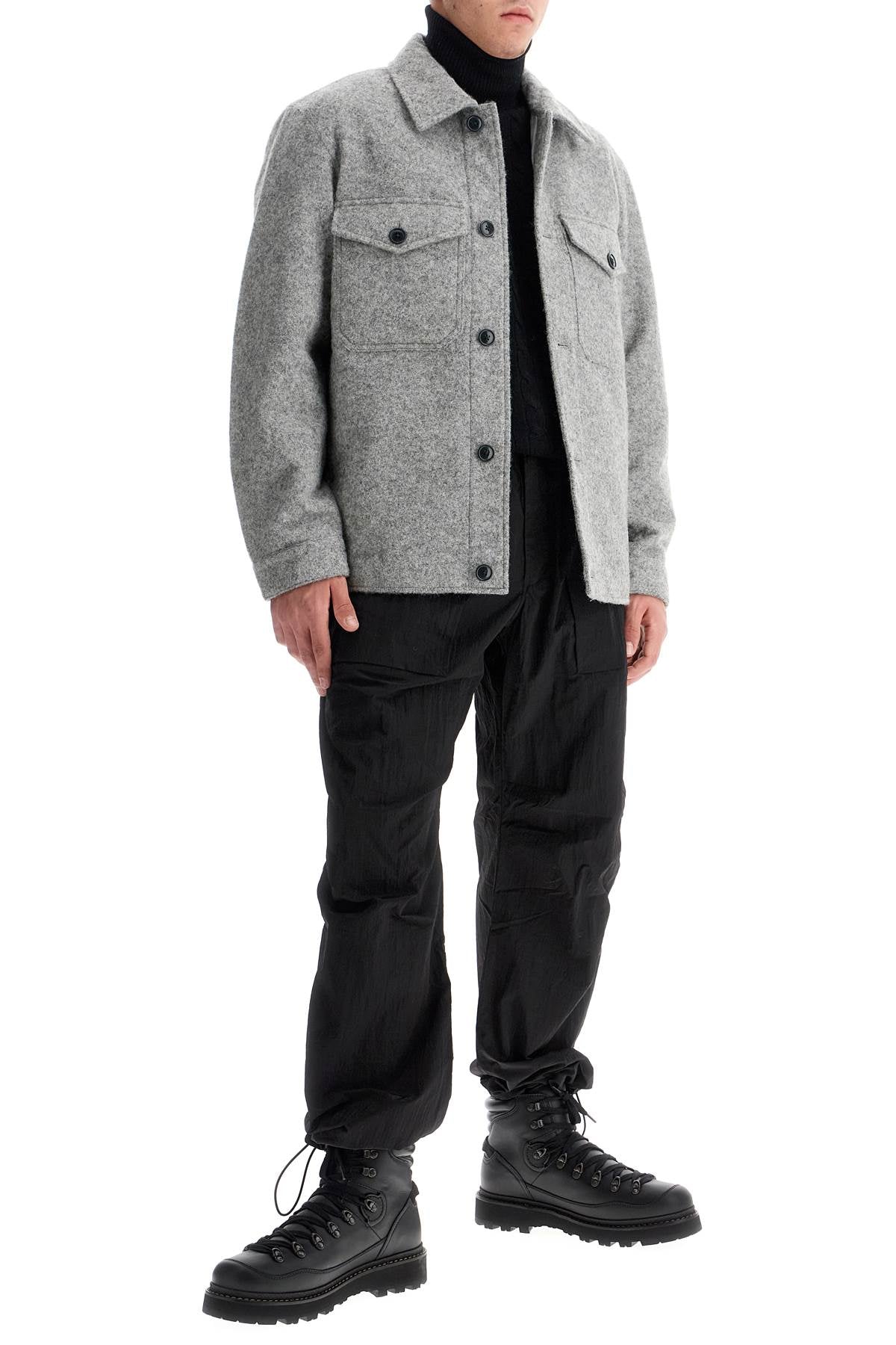 WOOLRICH reflective wool blend shirt jacket