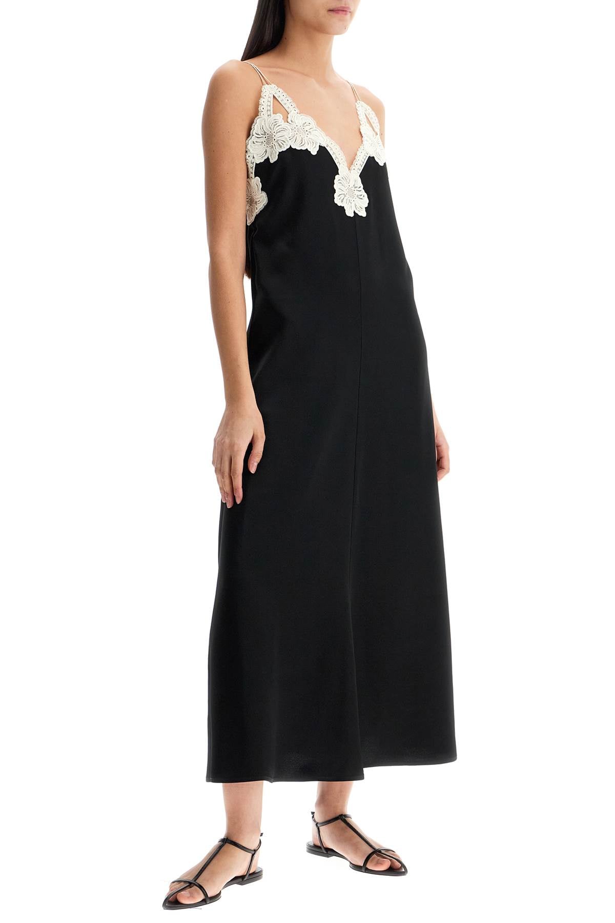JIL SANDER lace-trimmed slip dress with