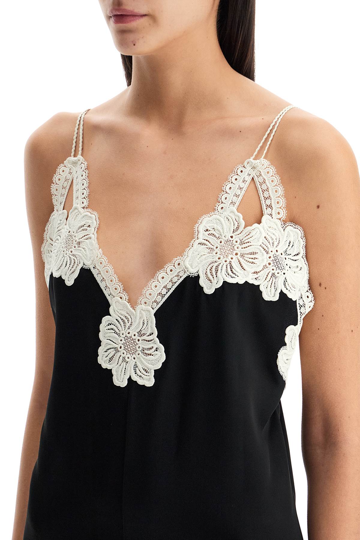 JIL SANDER lace-trimmed slip dress with