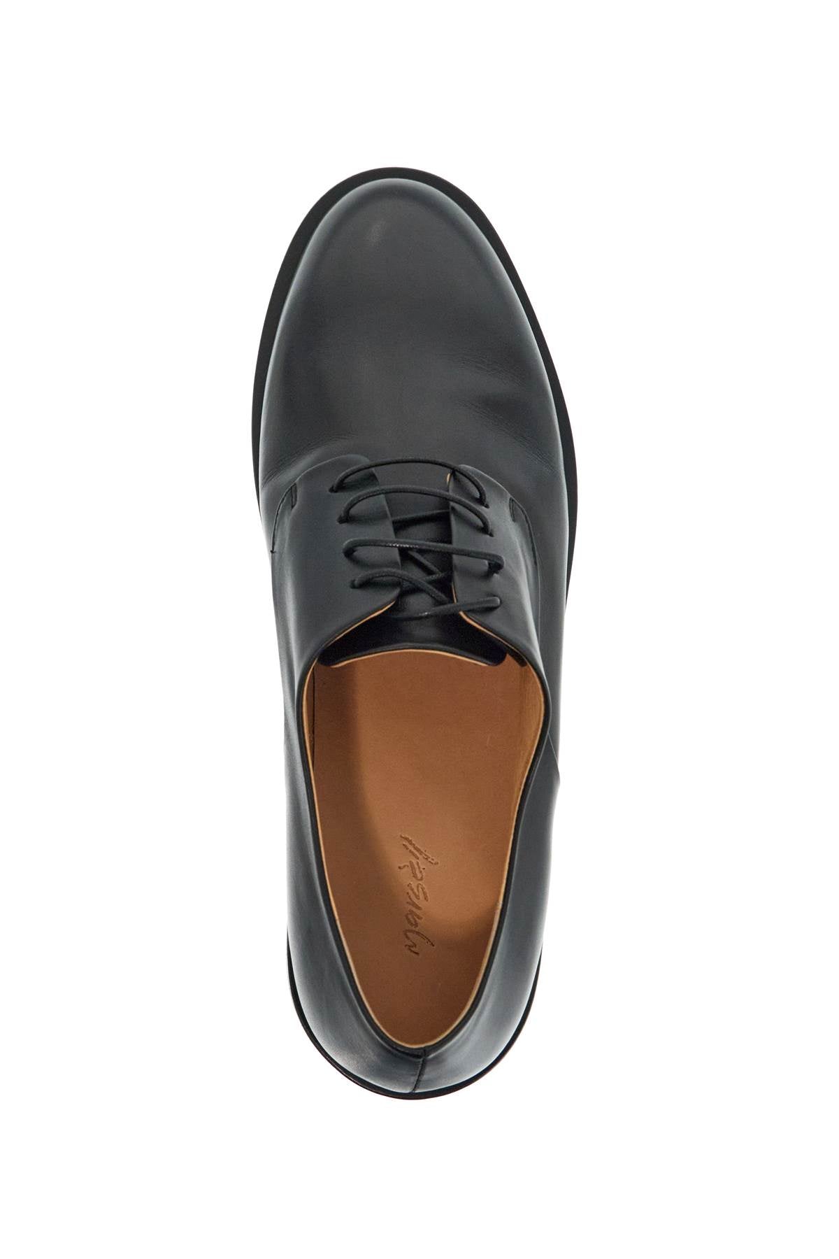 MARSELL black calf leather derby shoes with glossy finish