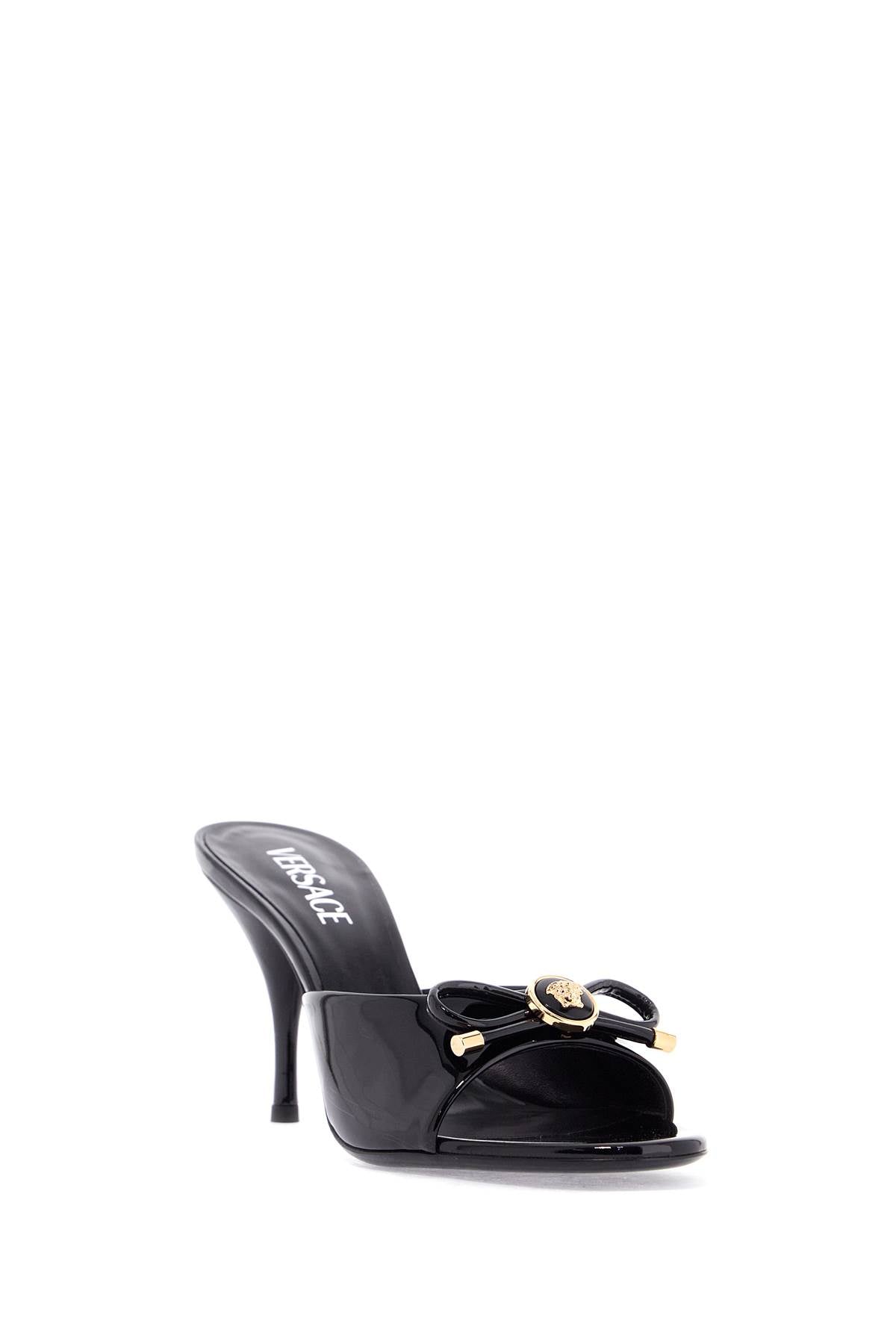 VERSACE 'opera bow patent leather mules