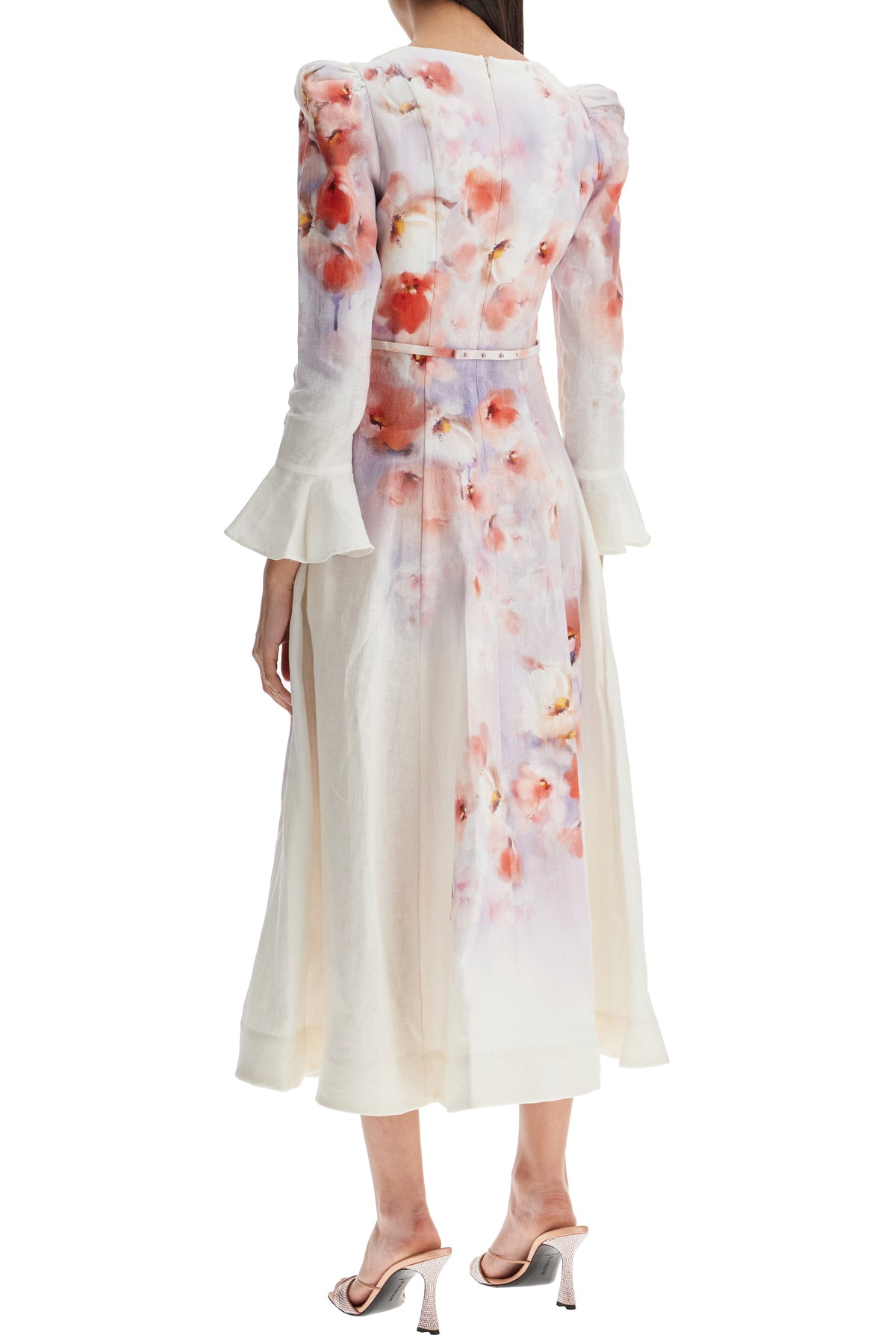ZIMMERMANN white floral linen midi dress ciara