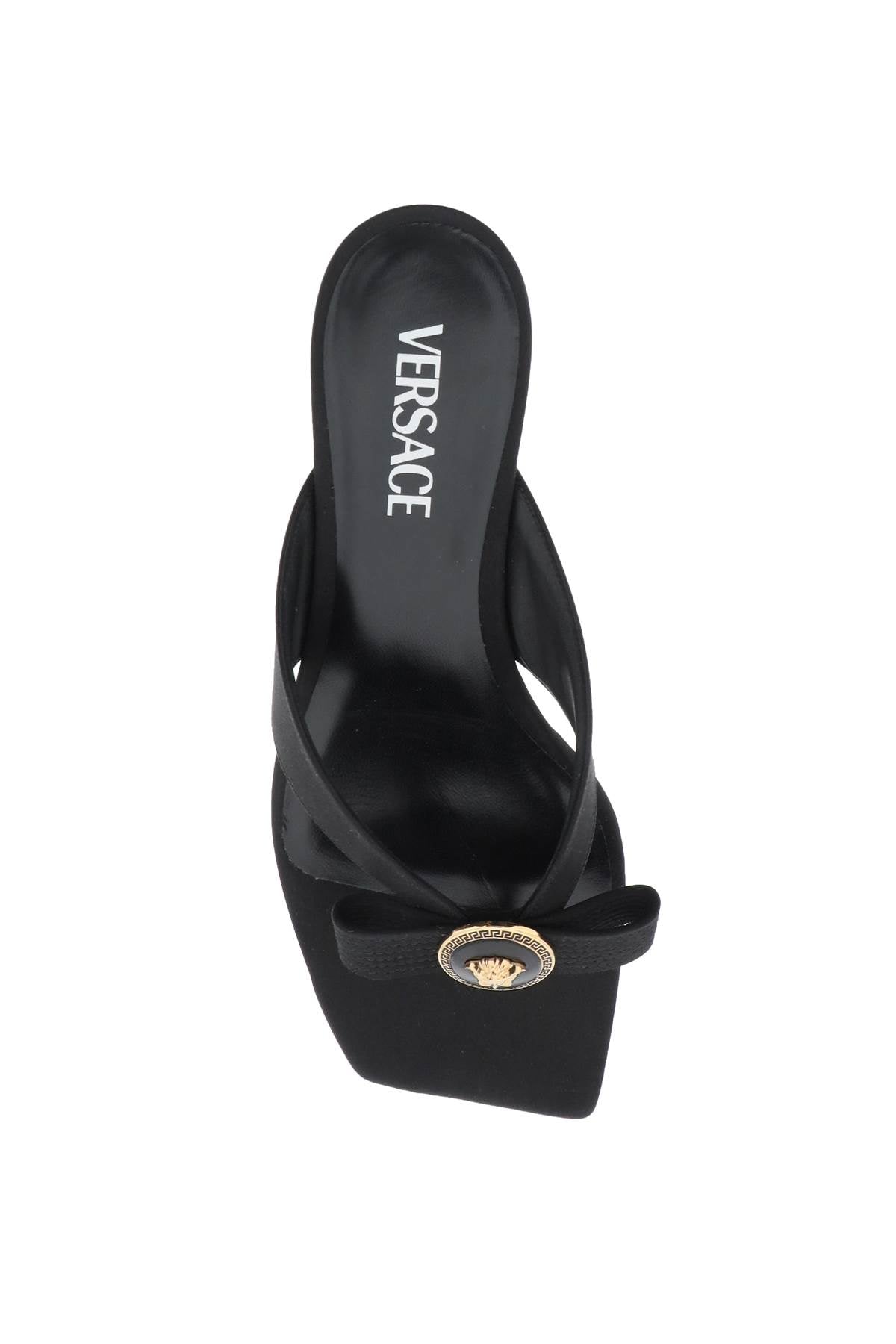 VERSACE gianni ribbon thong mules