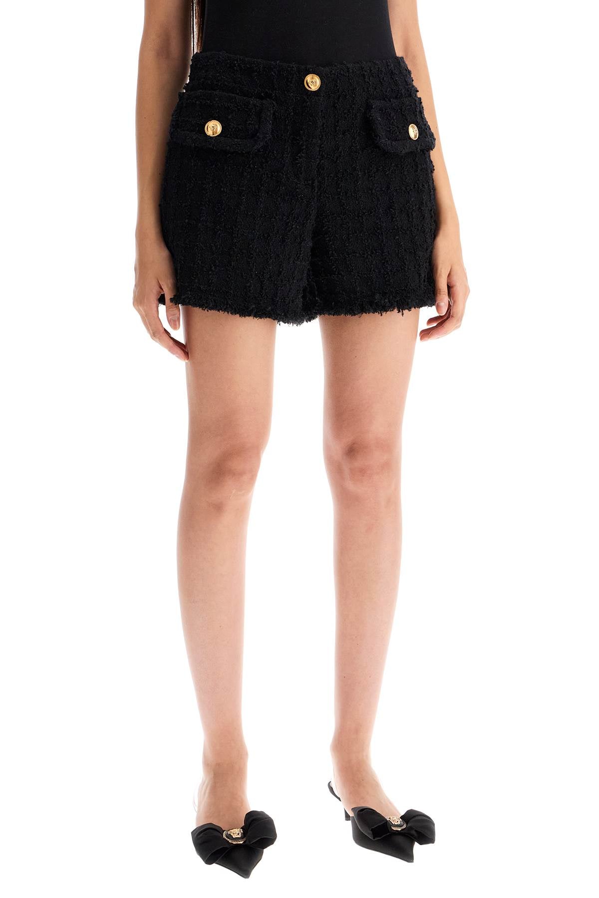 VERSACE "heritage tweed mini shorts