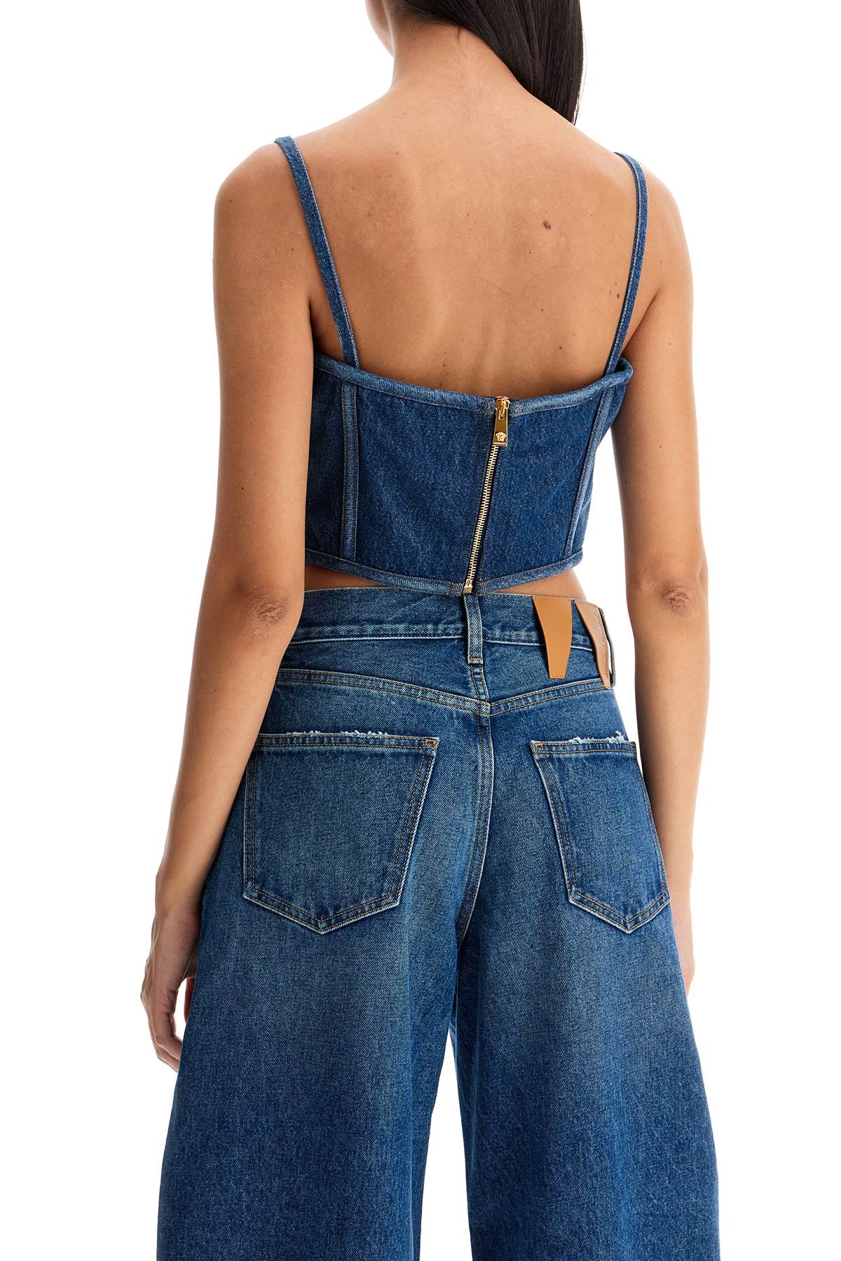 VERSACE denim top corset with