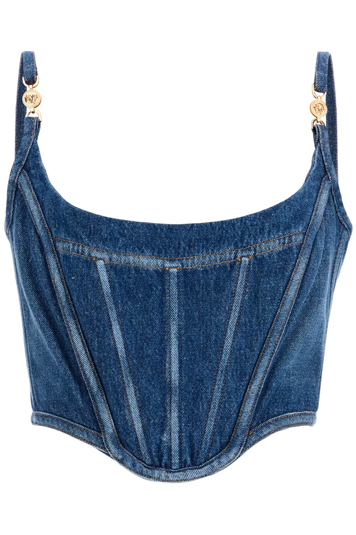 VERSACE denim top corset with