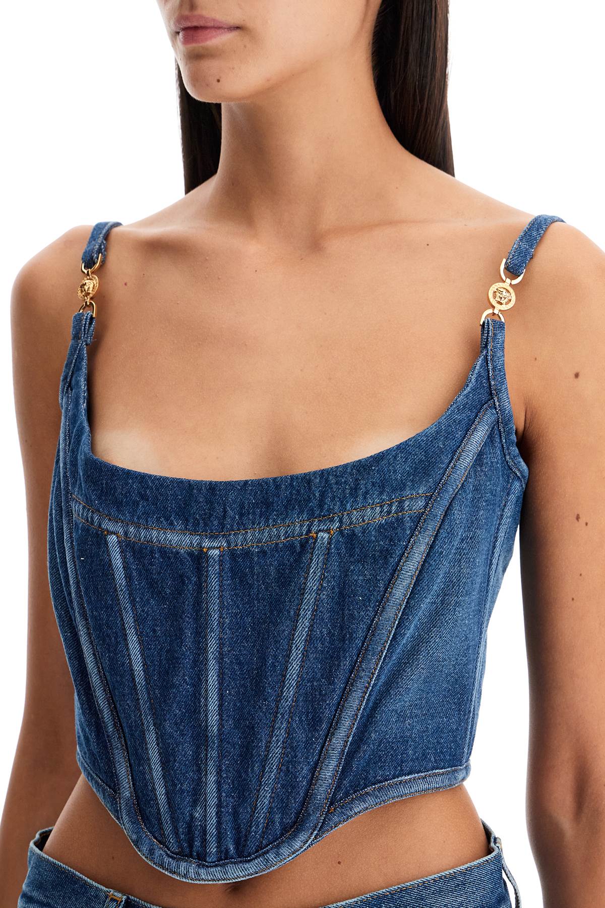 VERSACE denim top corset with