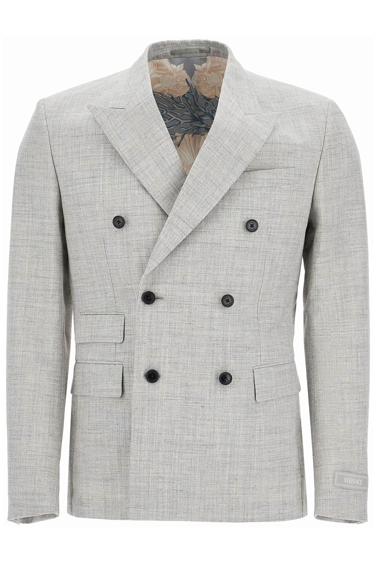 VERSACE double-breasted wool blend blazer