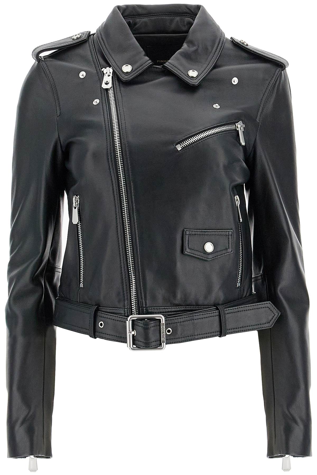 PINKO nappa leather biker jacket