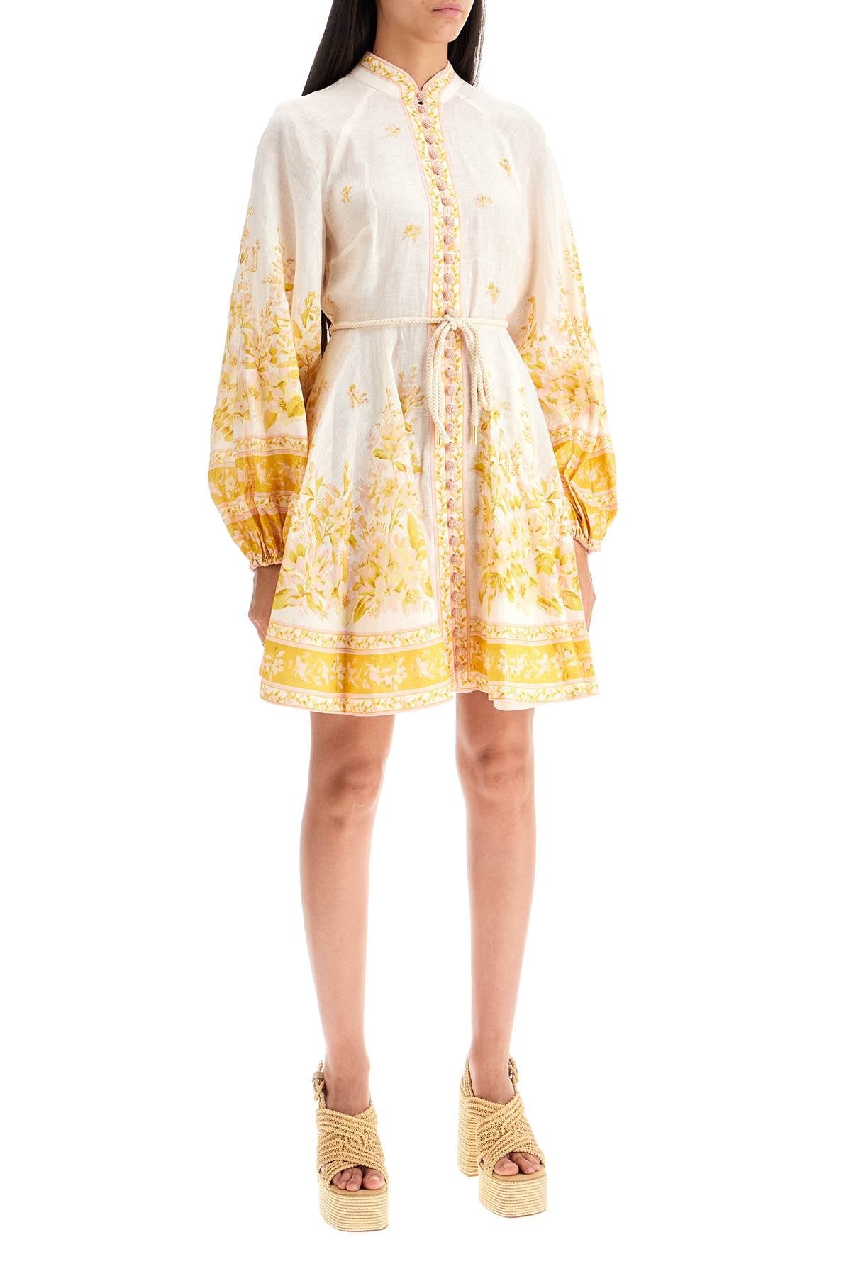 ZIMMERMANN floral linen mini dress with