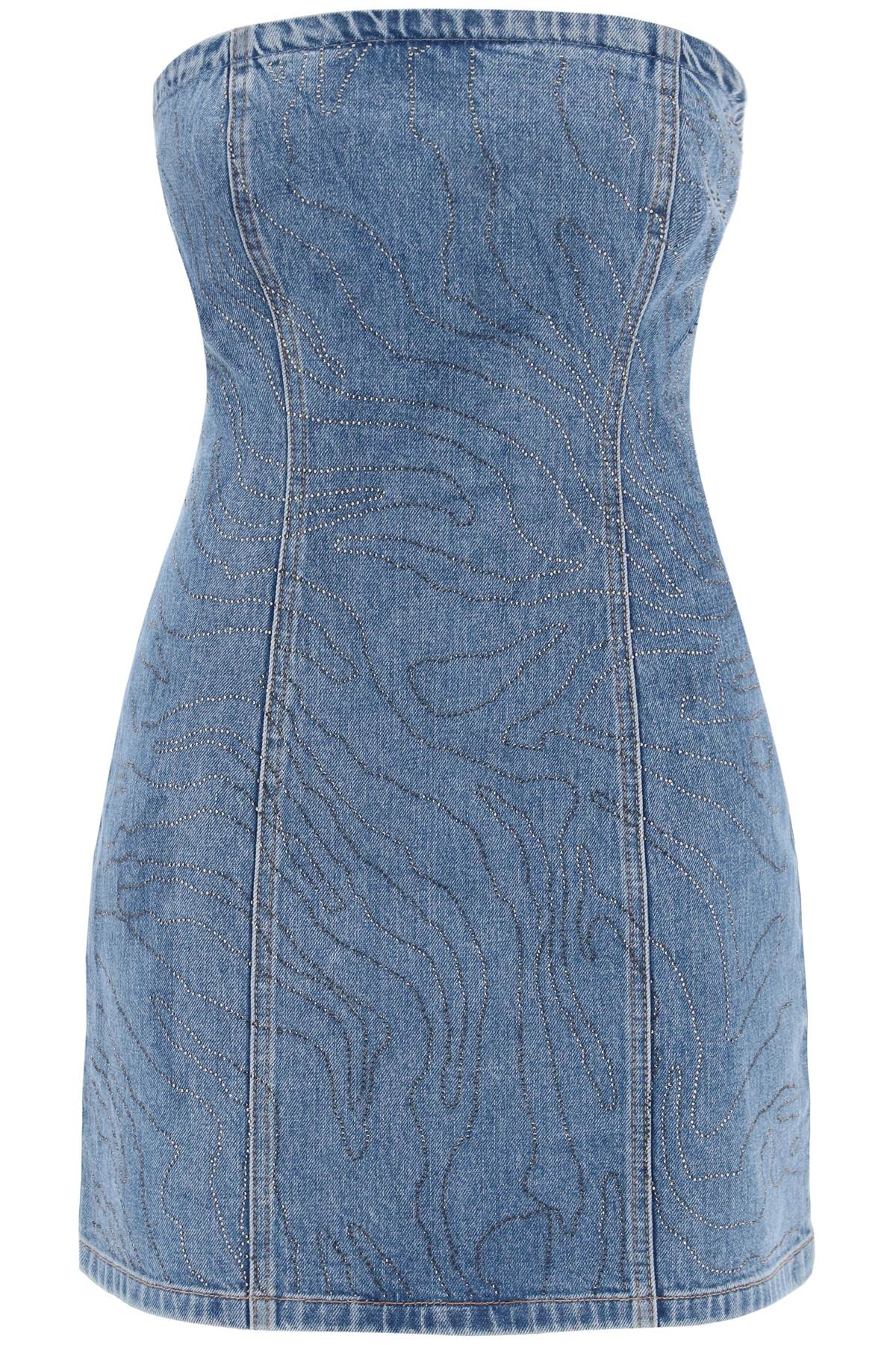 ROTATE denim mini dress with rhin