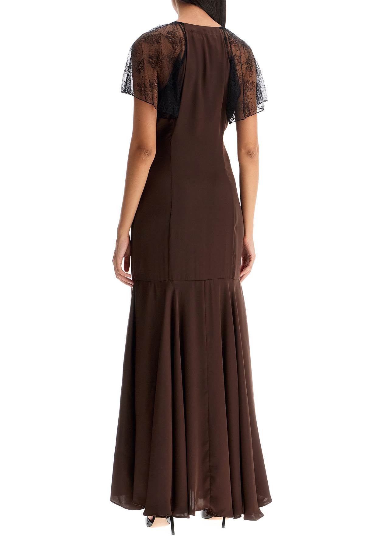 ROTATE long satin and lace dress