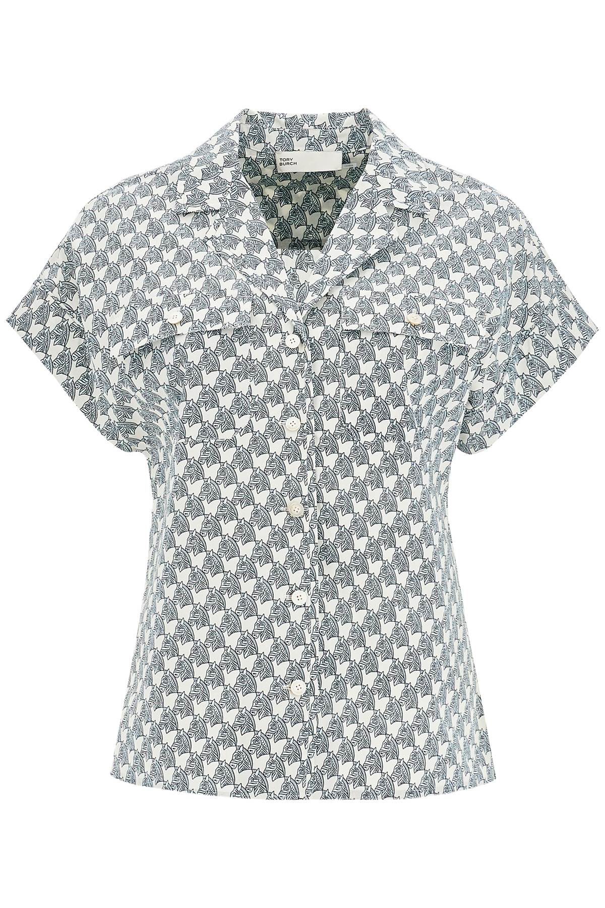 TORY BURCH printed poplin camp shirt