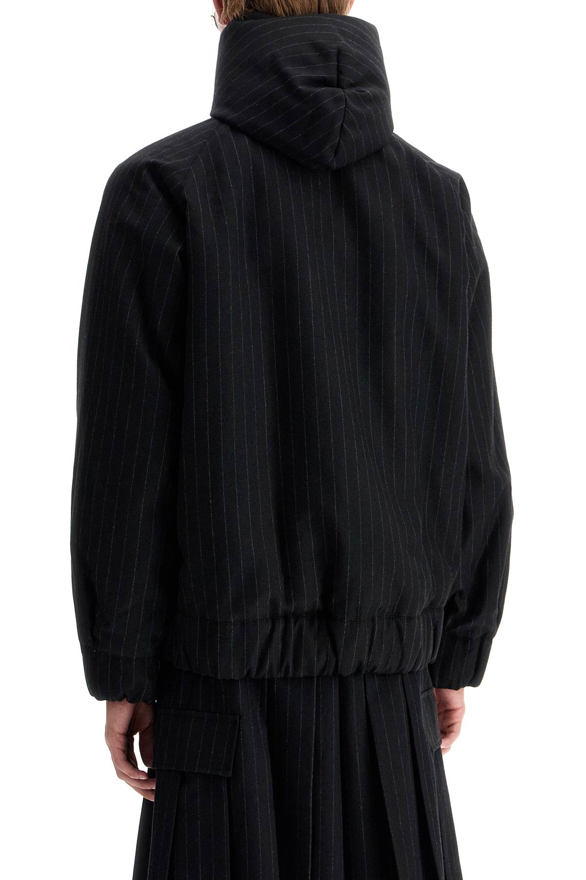 SACAI hooded wool gessato jacket