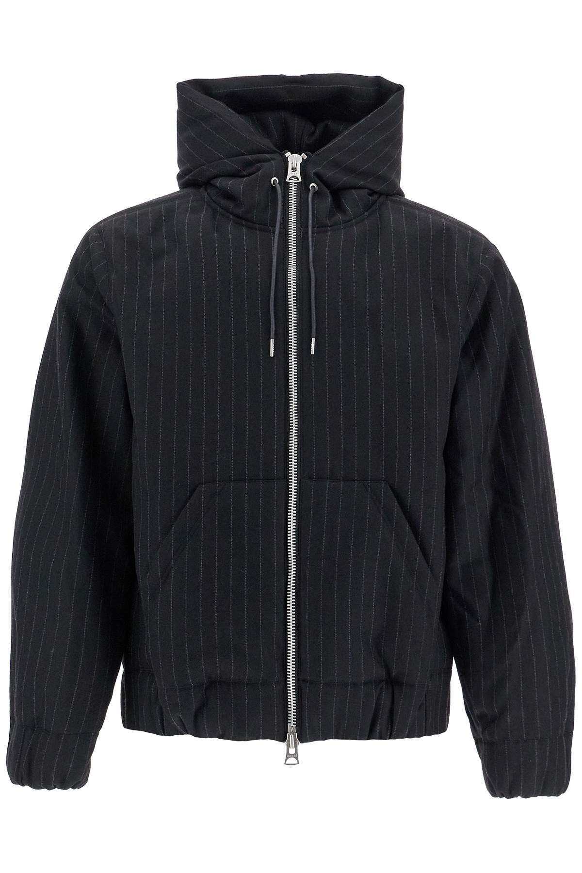 SACAI hooded wool gessato jacket