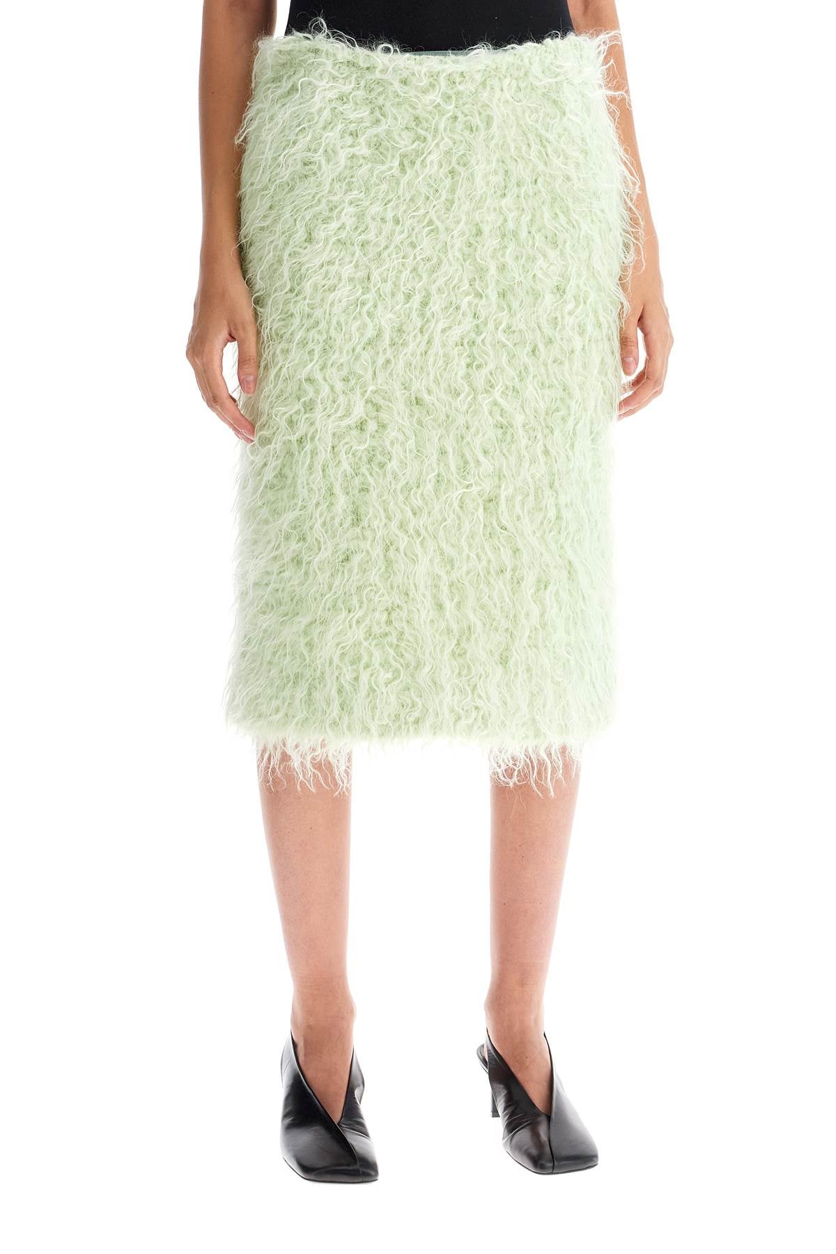 DRIES VAN NOTEN midi faux fur skirt in