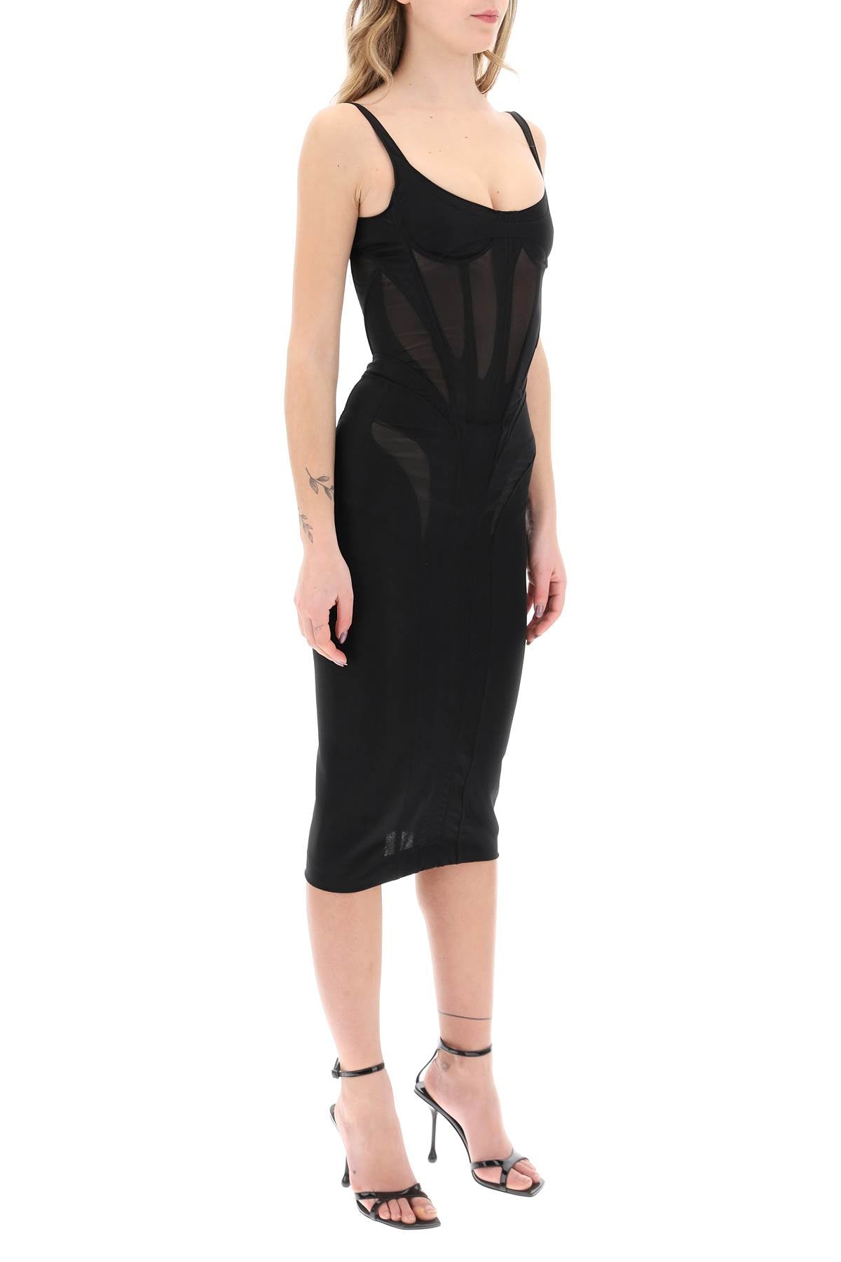 MUGLER midi dress with corset