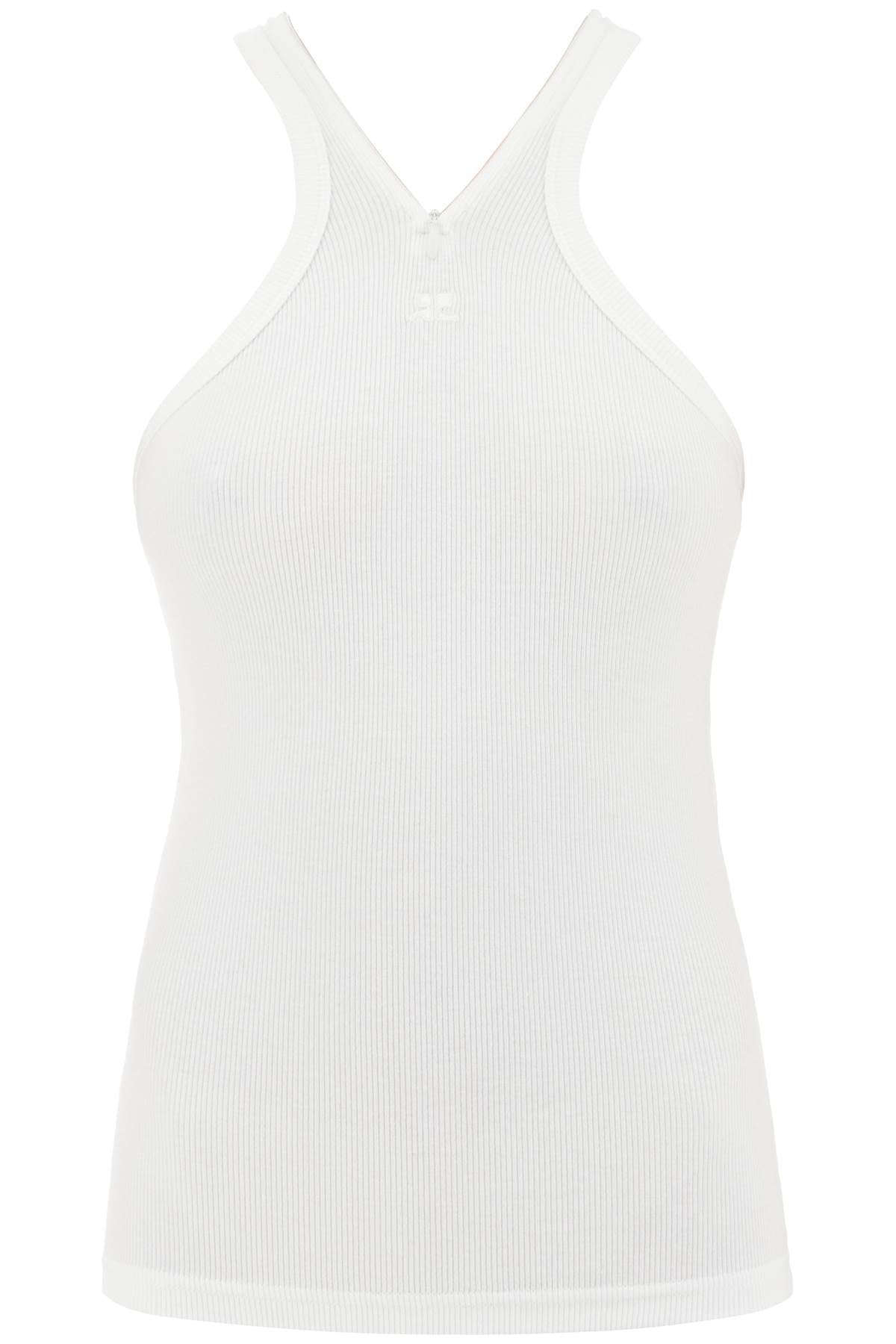 COURREGES ribbed tank top with zipper on the neckline