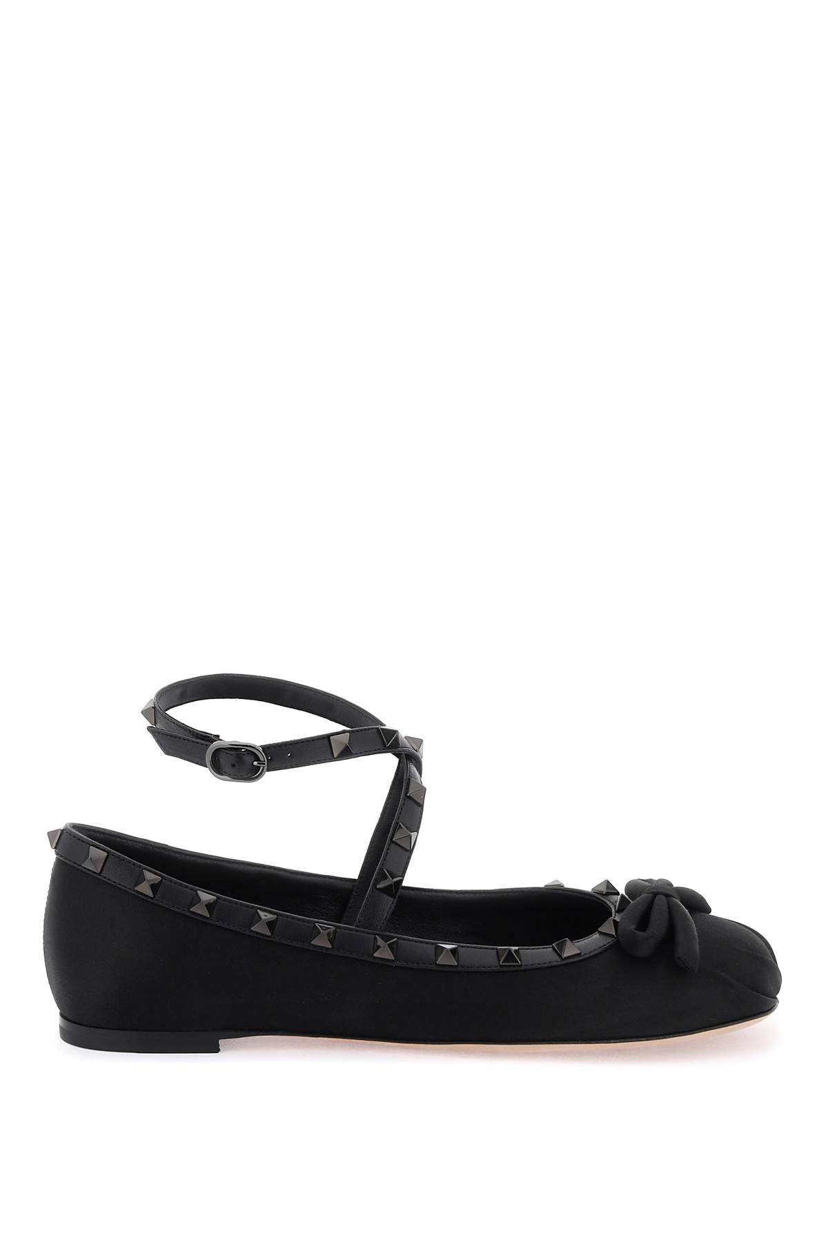 VALENTINO GARAVANI silk rockstud ballet flats