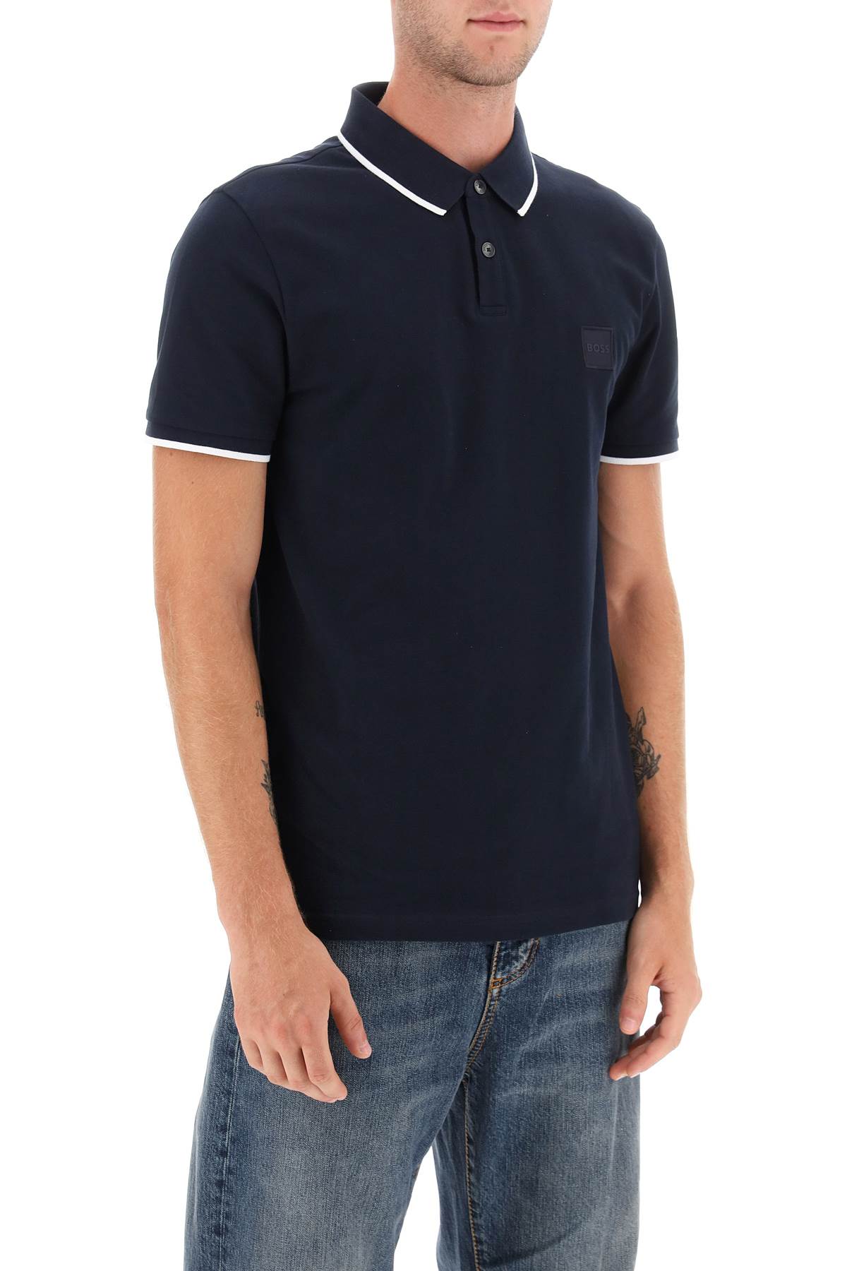 BOSS slim fit piqué polo shirt with tipped