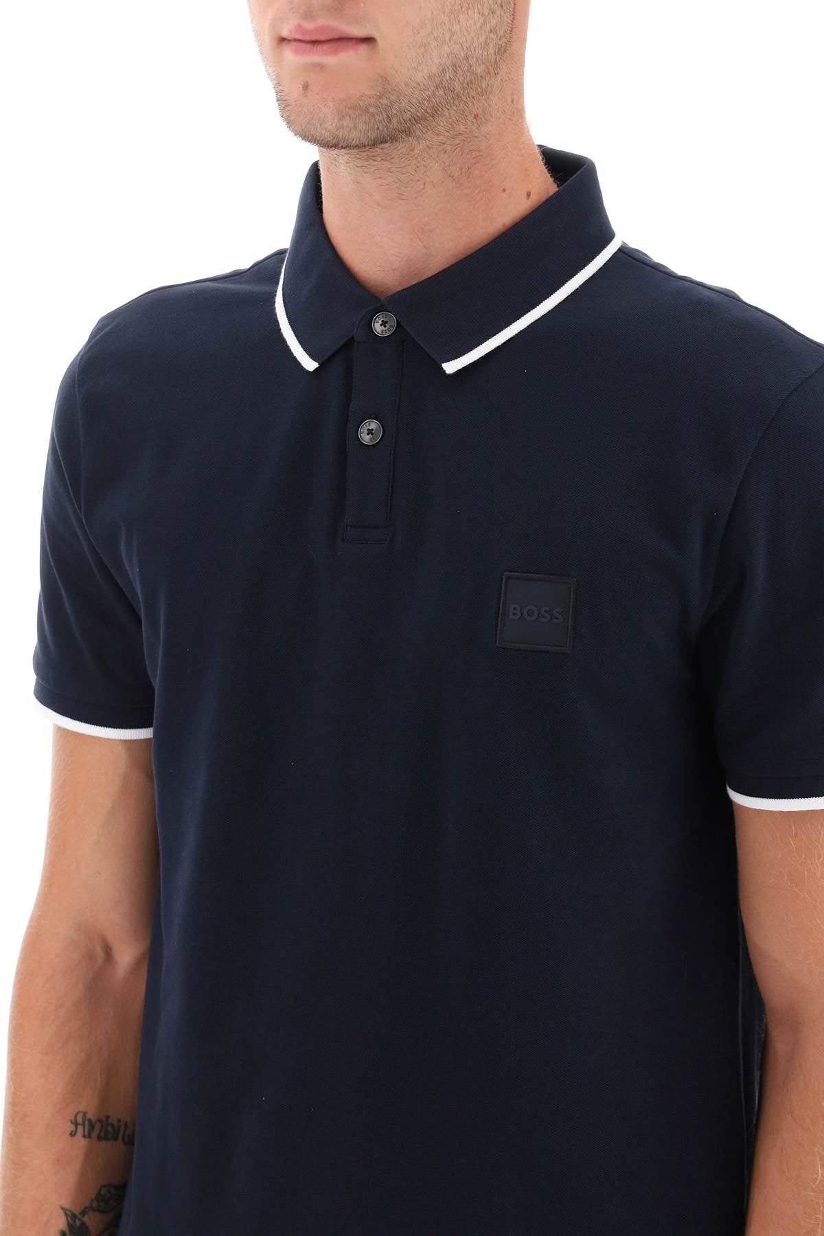 BOSS slim fit piqué polo shirt with tipped