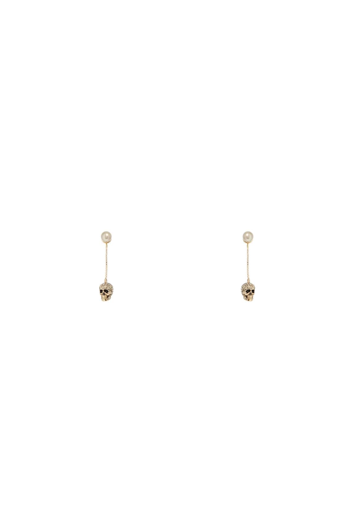 ALEXANDER MCQUEEN skull earrings with pavé and chain