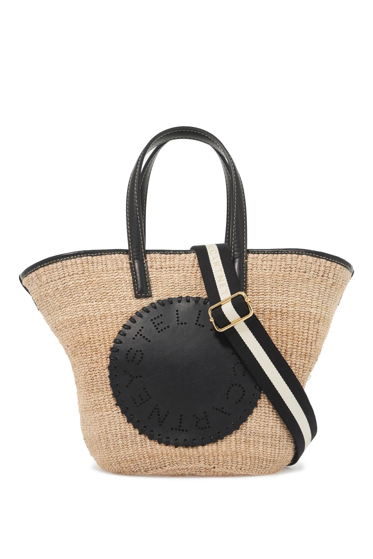 STELLA McCARTNEY raffia shoulder bag with logo.