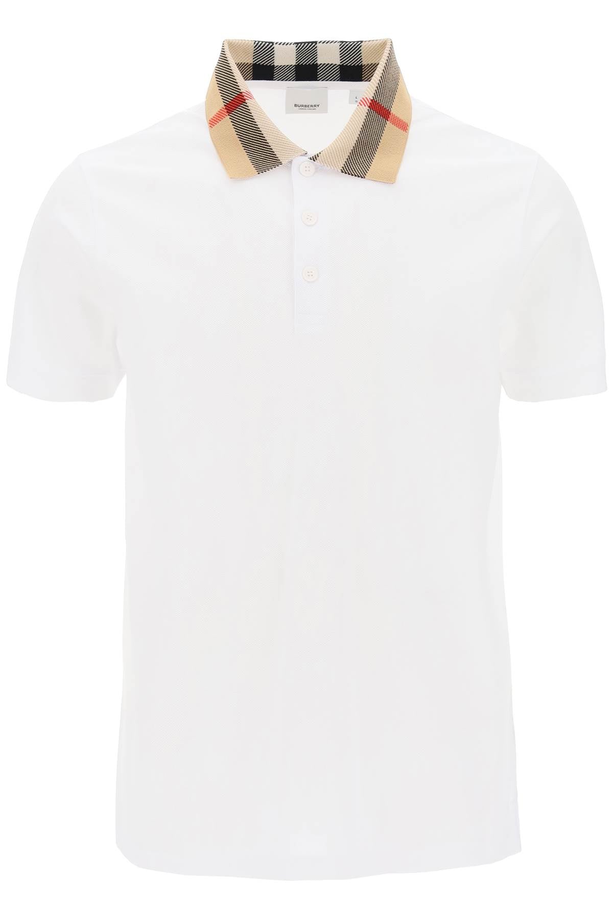 BURBERRY check collar cody polo shirt