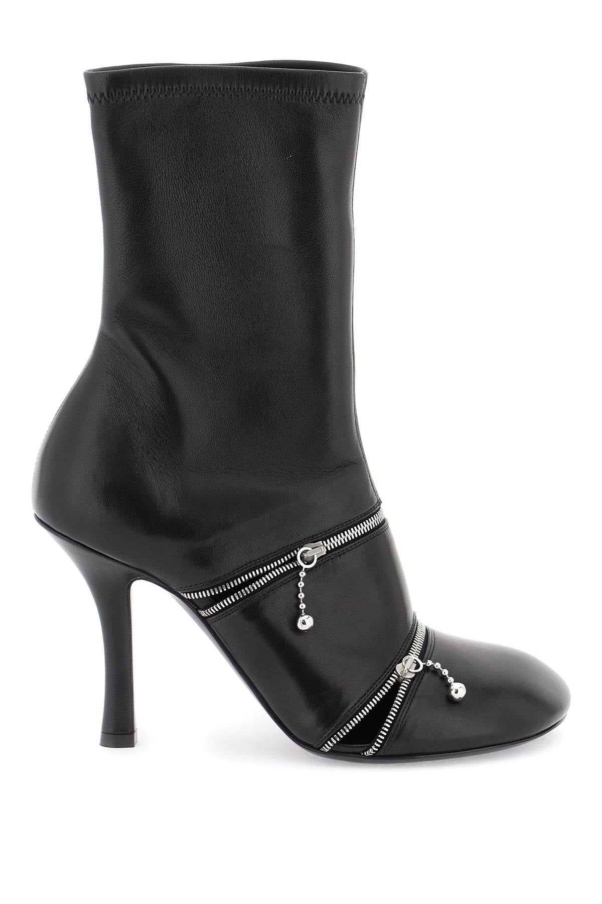 BURBERRY leather peep ankle boots