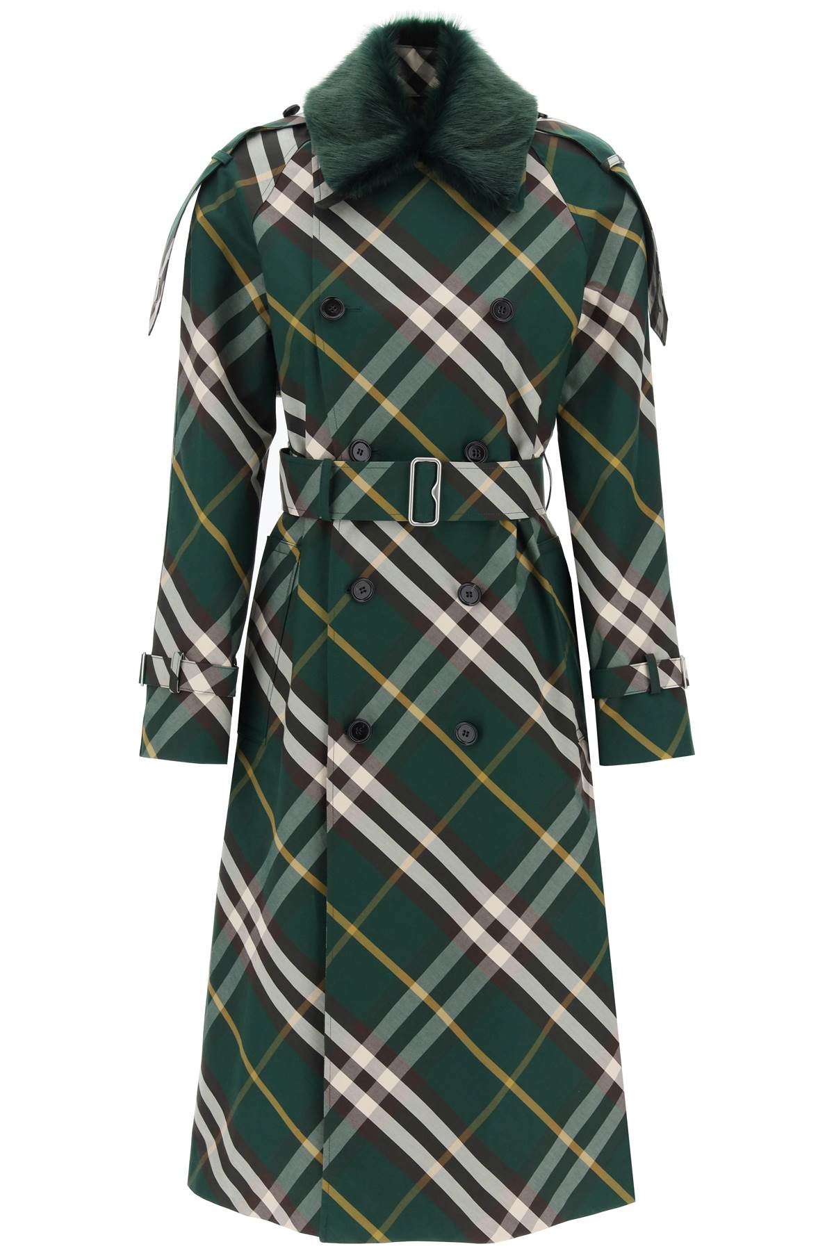 BURBERRY kensington trench coat with check pattern