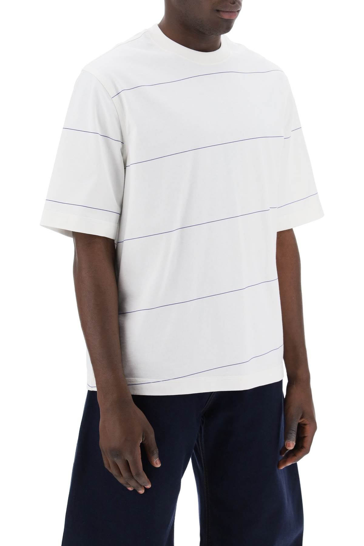 BURBERRY striped t-shirt with ekd embroidery