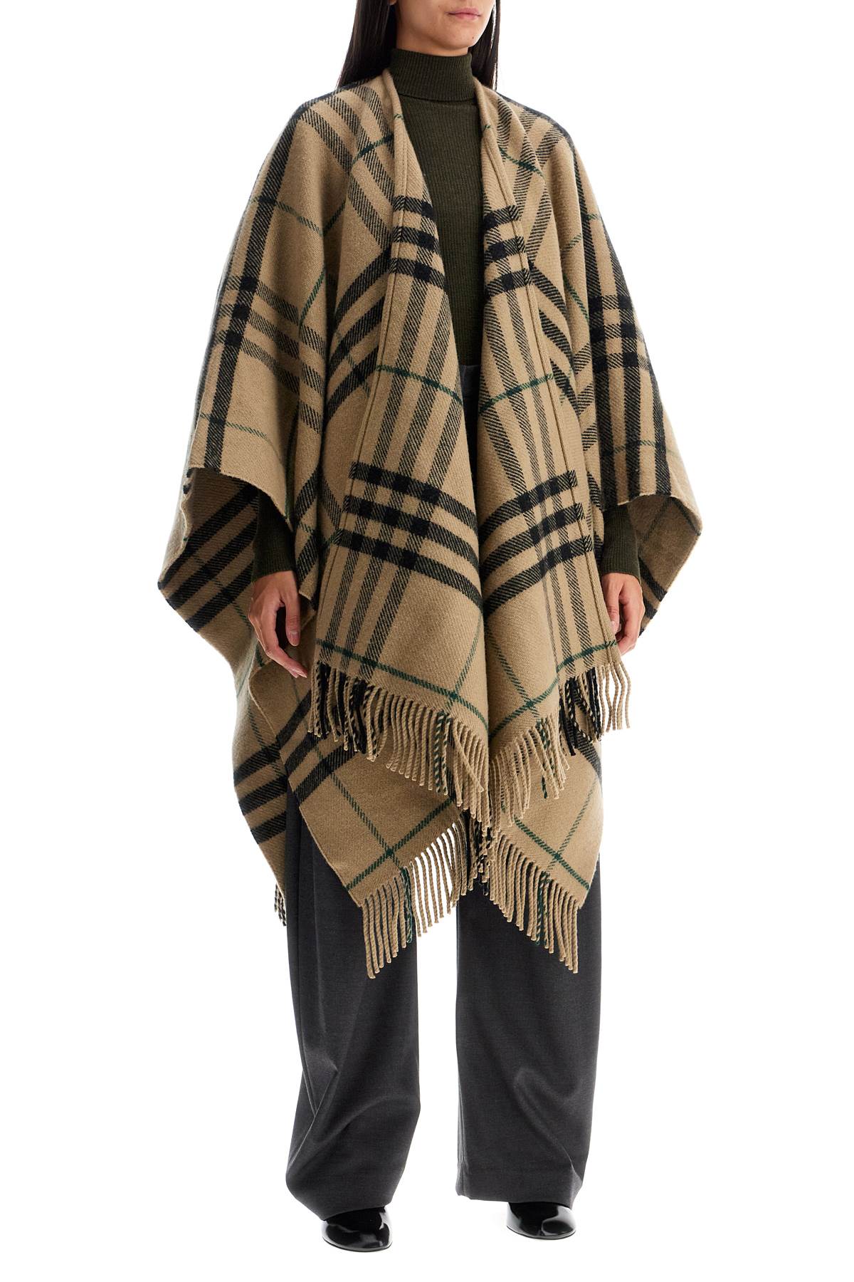 BURBERRY ered cape in wool and cashmere by cate