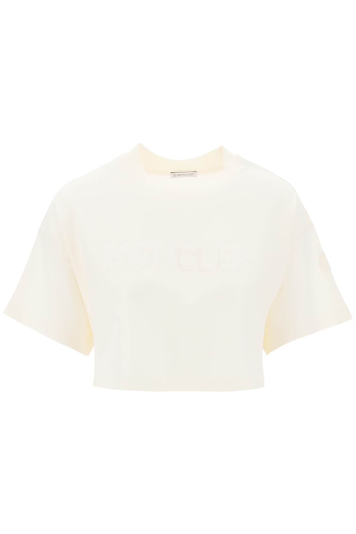 MONCLER cropped t-shirt with sequin logo