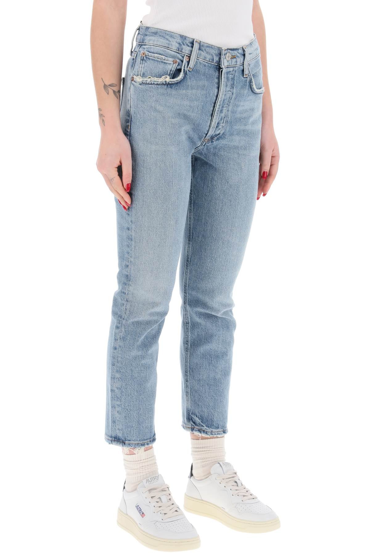 AGOLDE high-waisted straight cropped jeans in the