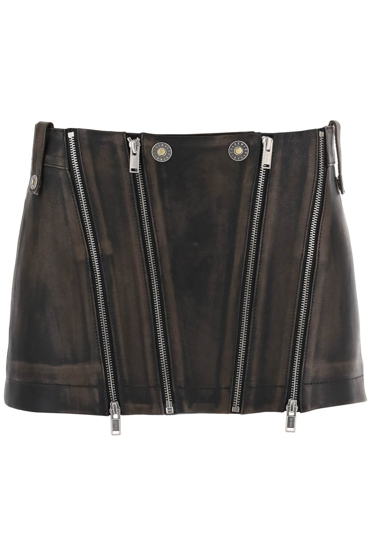 DION LEE leather biker micro skirt