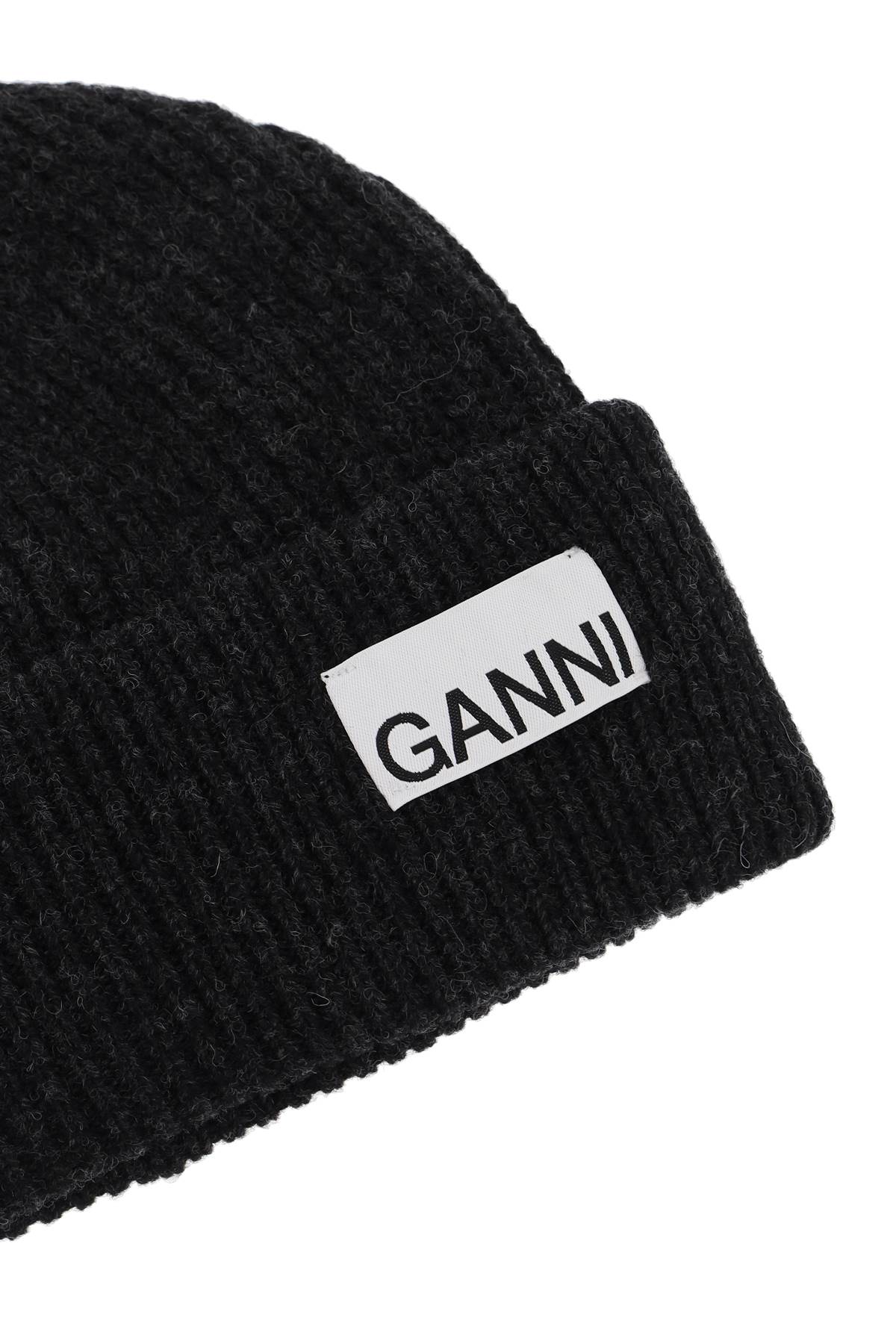 GANNI beanie hat with logo label