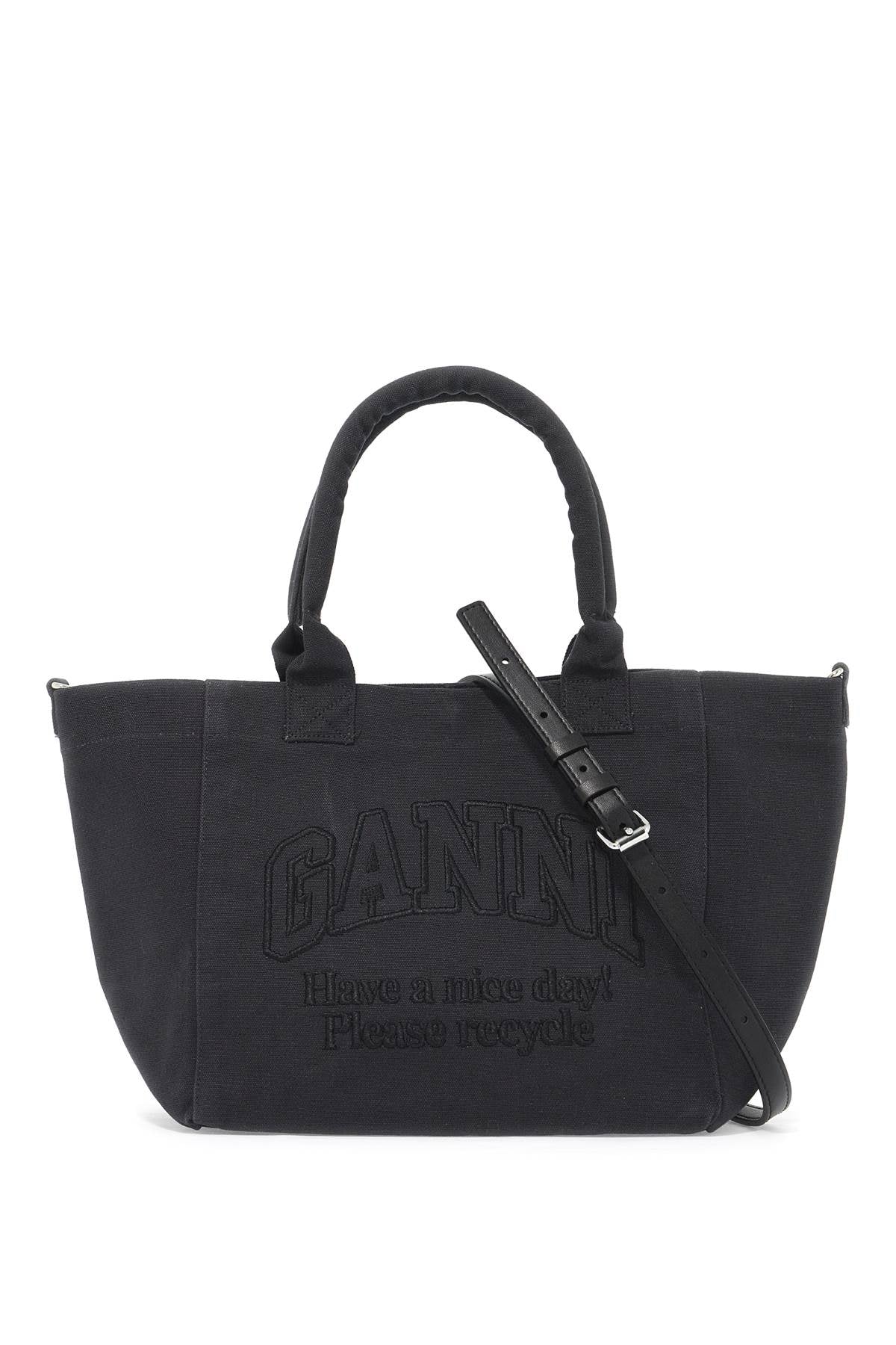 GANNI embroidered logo tote bag with