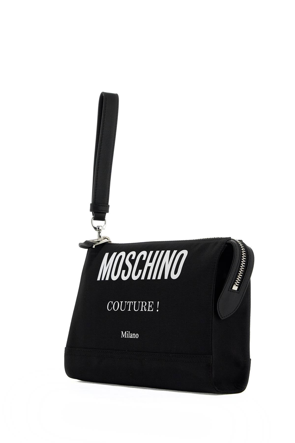 MOSCHINO nylon logo pouch with zip