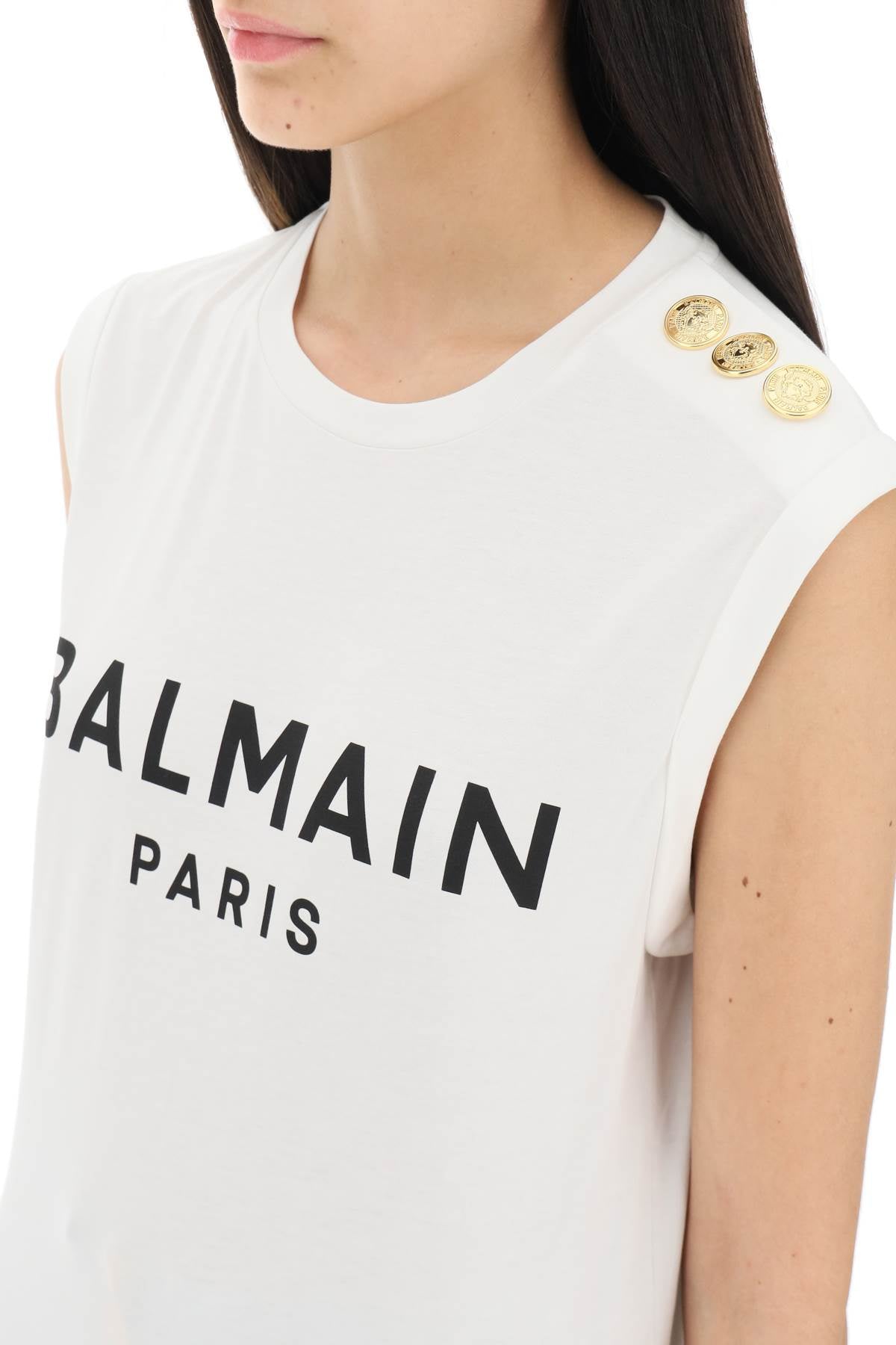 BALMAIN logo top with embossed buttons