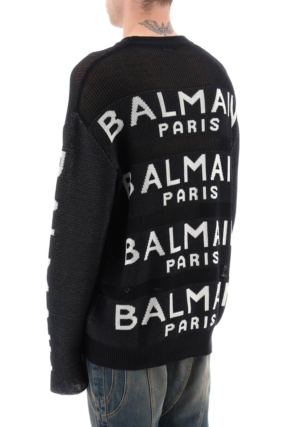 BALMAIN cotton pullover with all-over logo