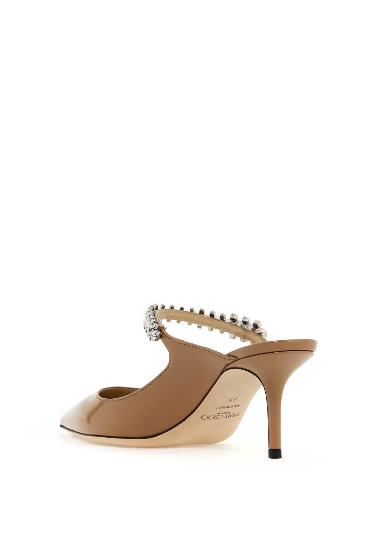 JIMMY CHOO patent leater bing 65 mules