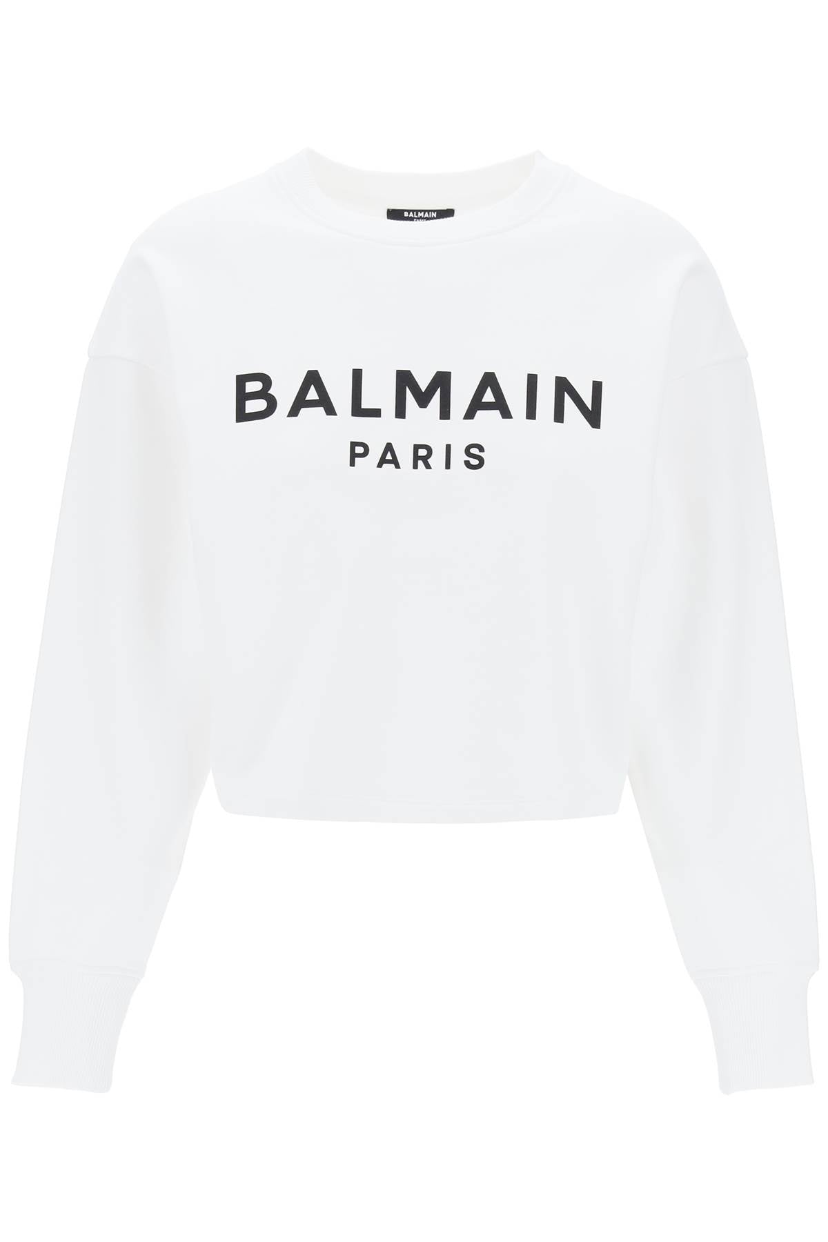 BALMAIN cropped sweatshirt with flocked logo