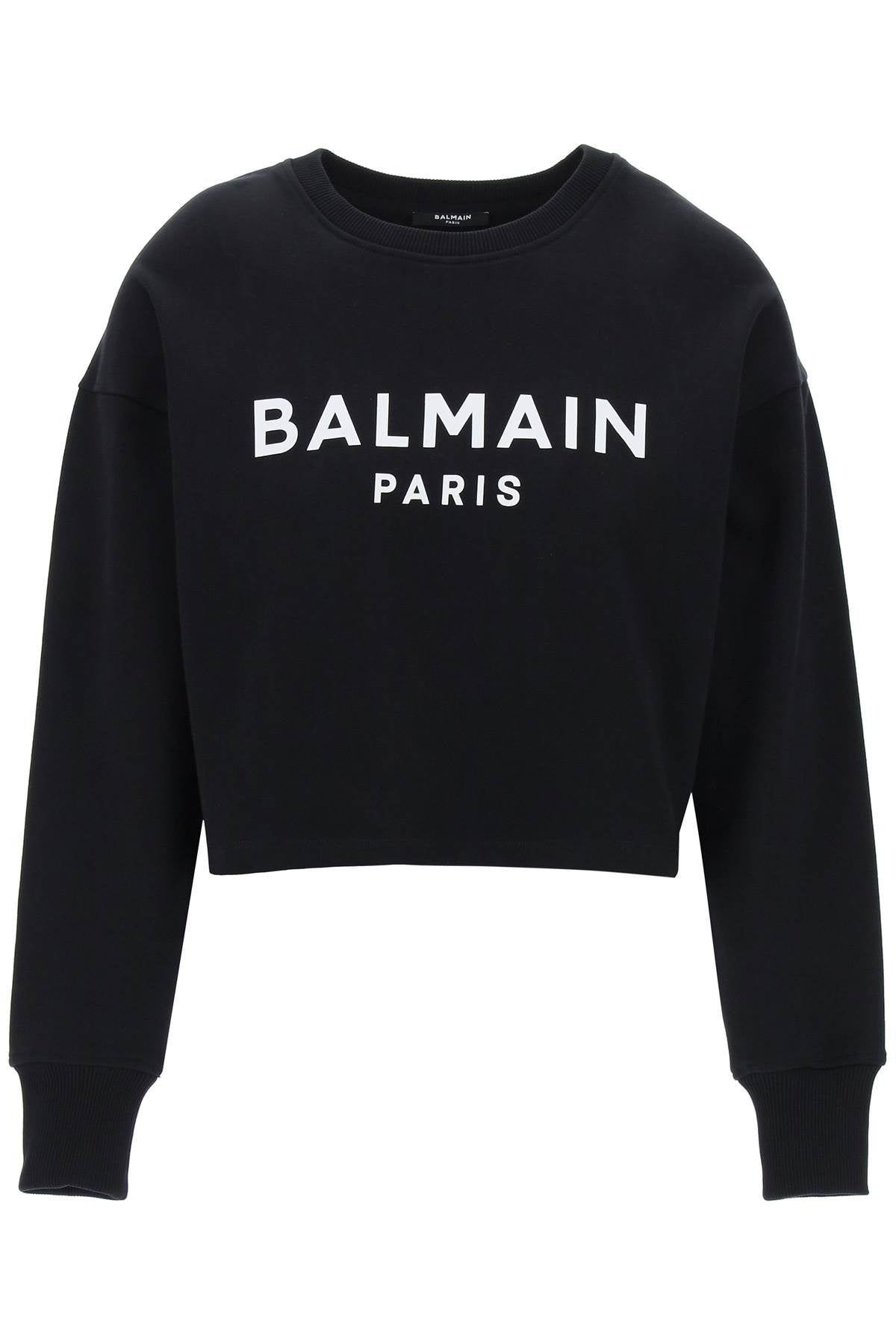 BALMAIN cropped sweatshirt with flocked logo