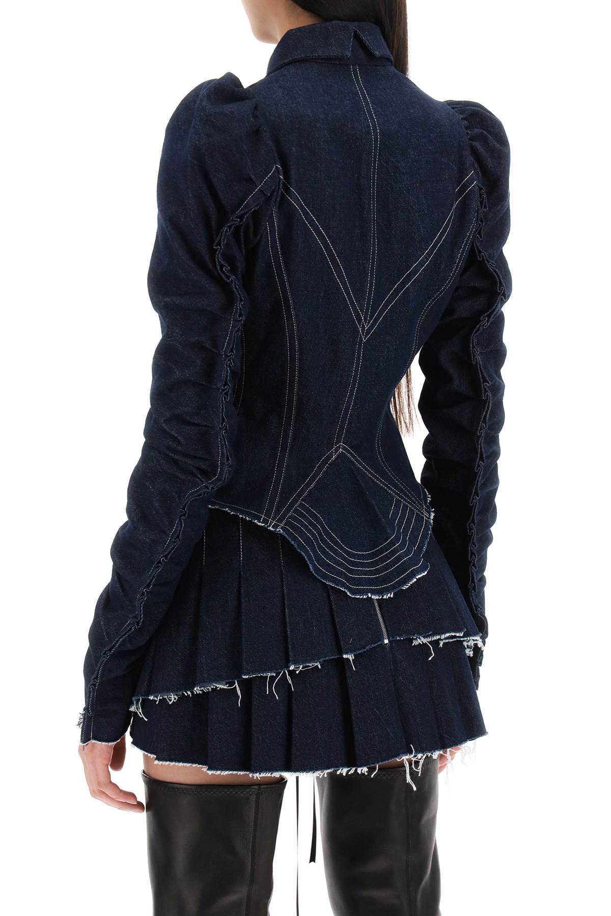 DILARA FINDIKOGLU denim jacket with corset detailing