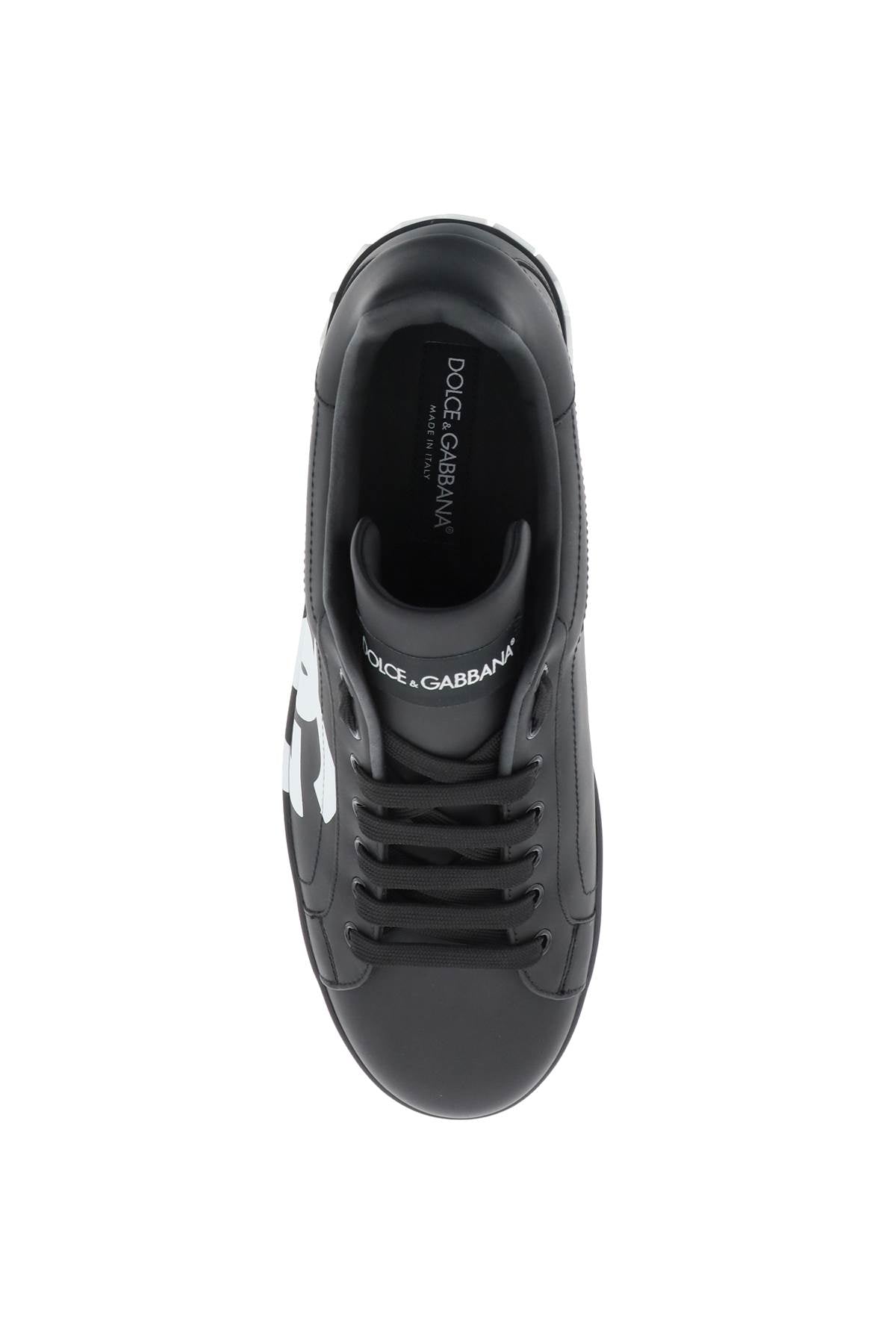 DOLCE & GABBANA leather portofino sneakers with dg logo