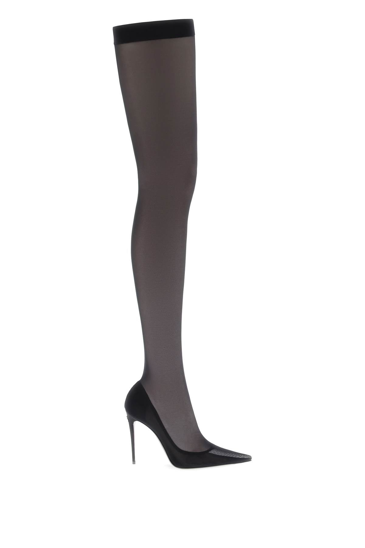 DOLCE & GABBANA stretch tulle thigh-high boots