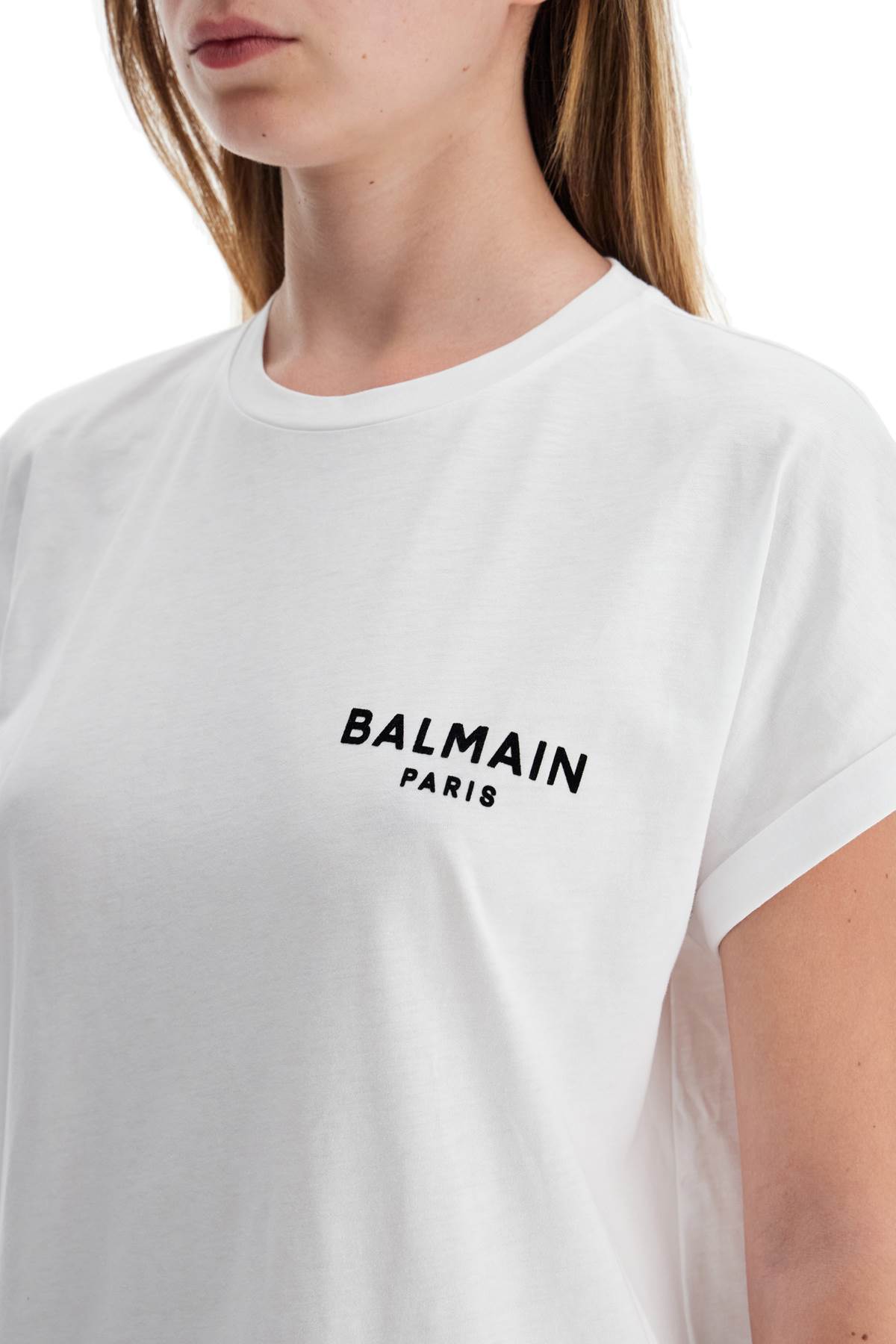 BALMAIN flocked logo t-shirt