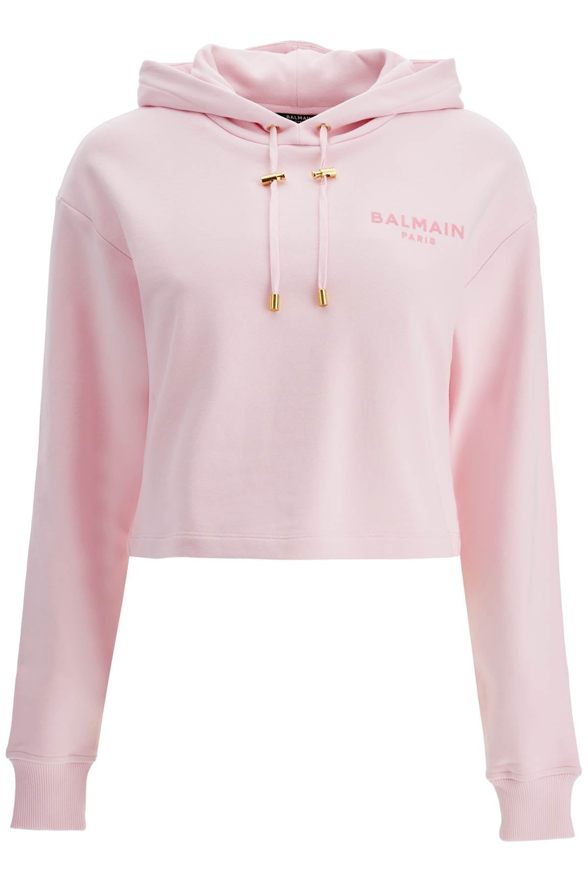 BALMAIN cropped hoodie with hood.