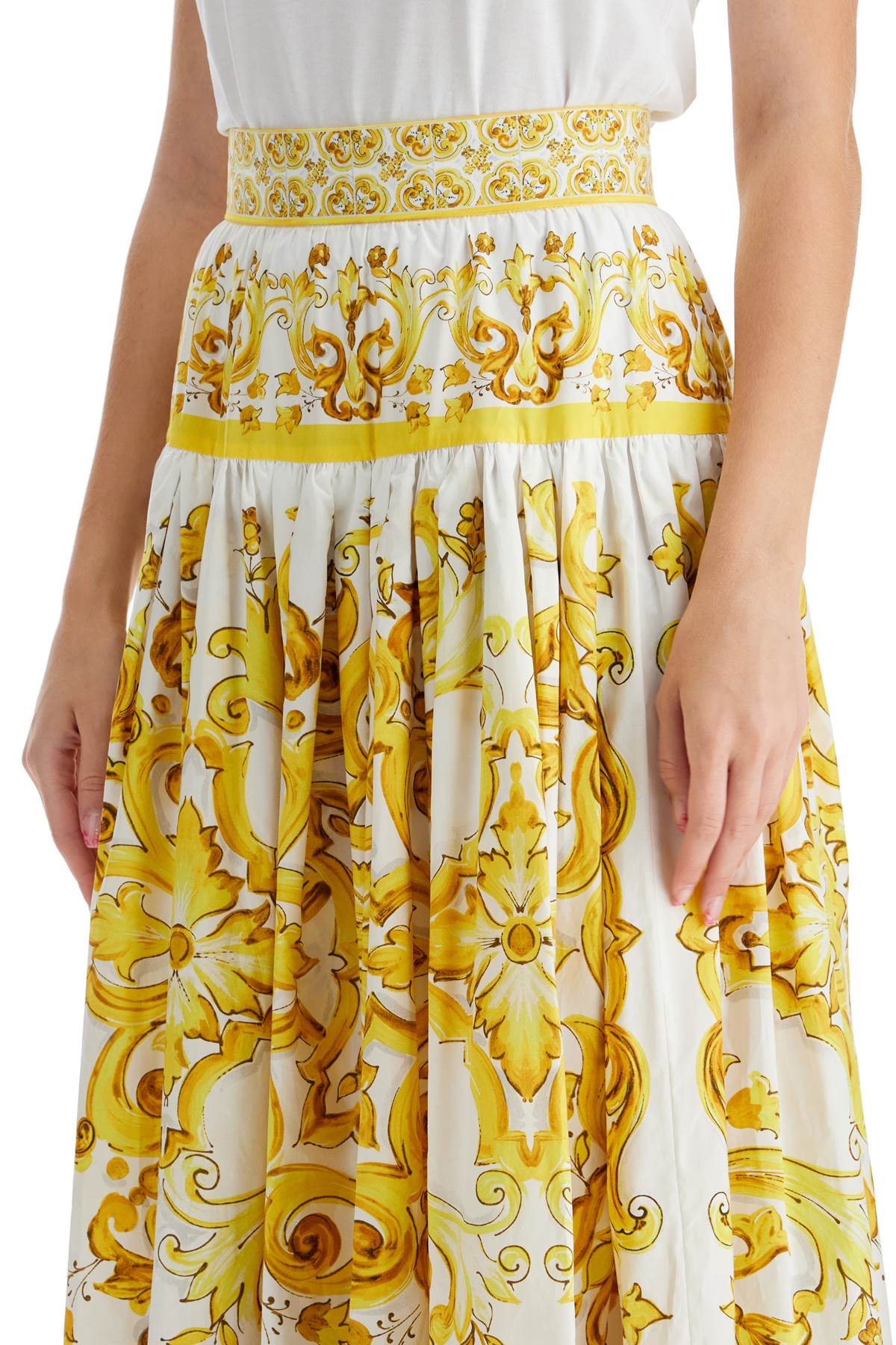 DOLCE & GABBANA long ruffled skirt in maiolica print