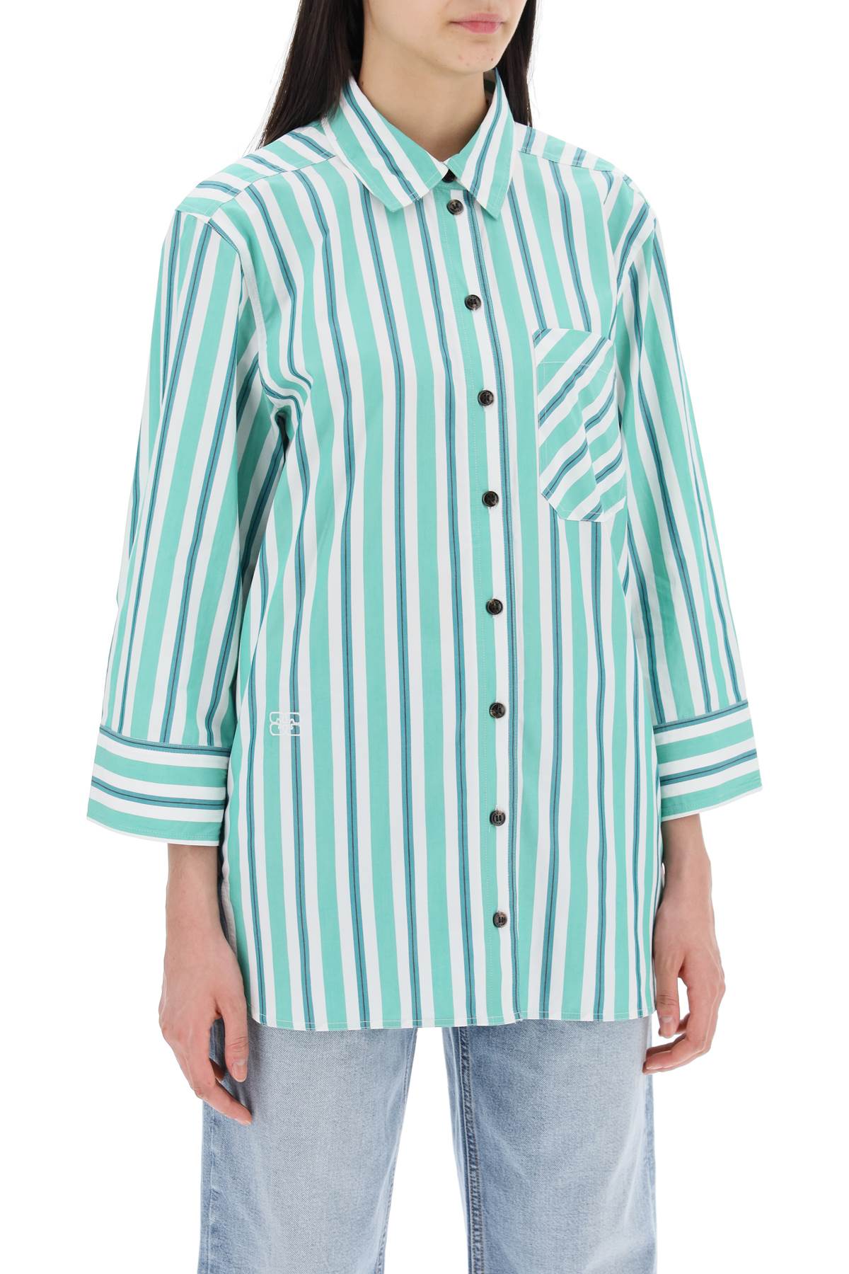 GANNI "oversized striped poplin shirt